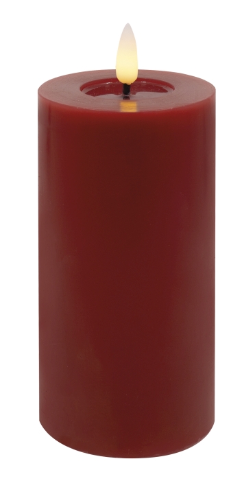 L.C. Wholesaler LED-Stumpenkerze WINTER ca. Ø 7,5, H 15cm in red smooth, 7.5x15cm