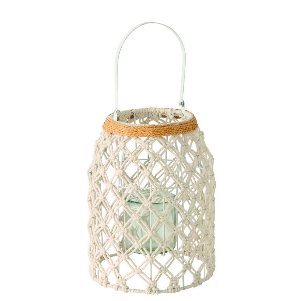 Boltze Windlicht 33cm SOFIYA in Cremeweiß, natur