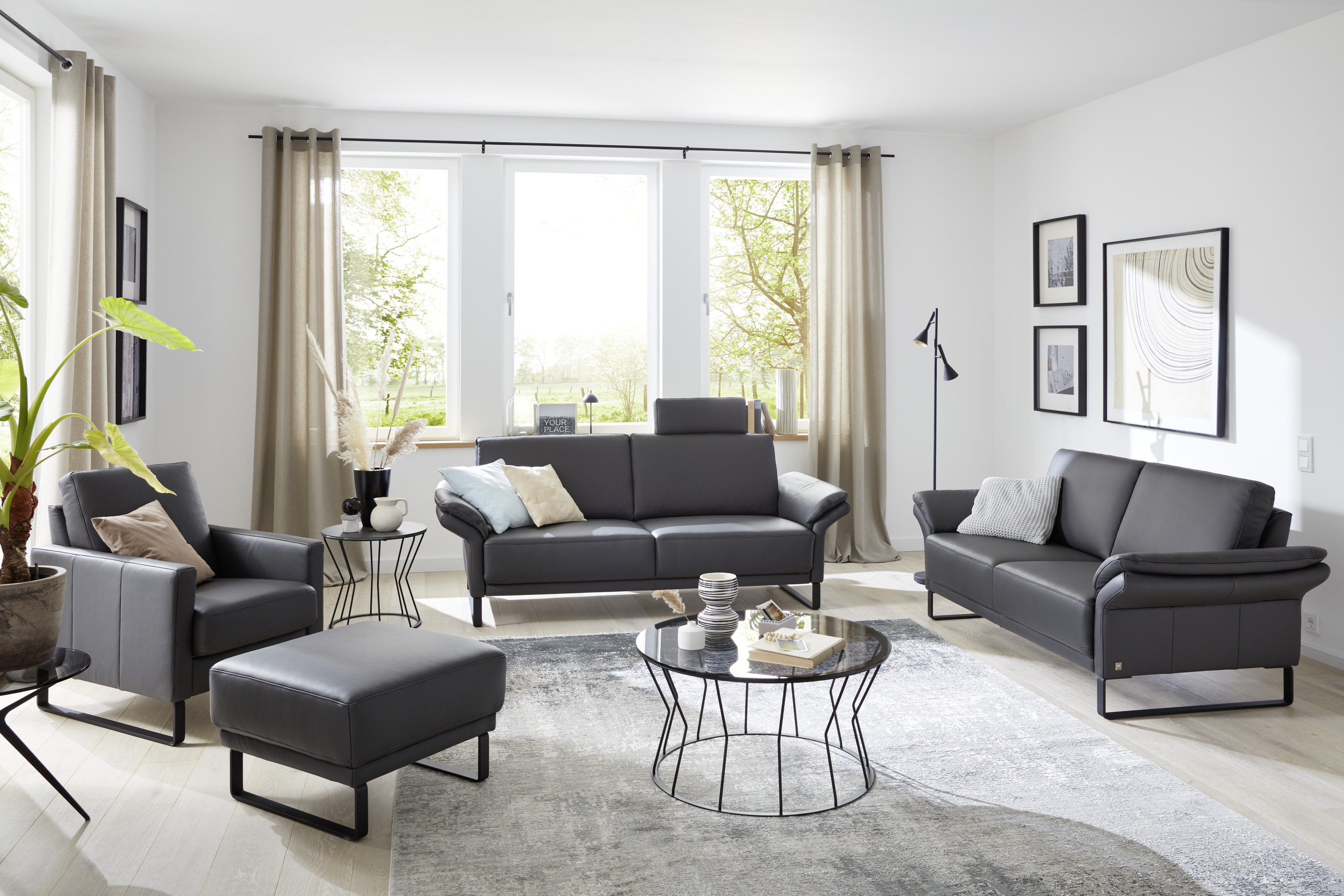 Musterring Sofa 3-sitzig MR 385 in Dickleder Fango