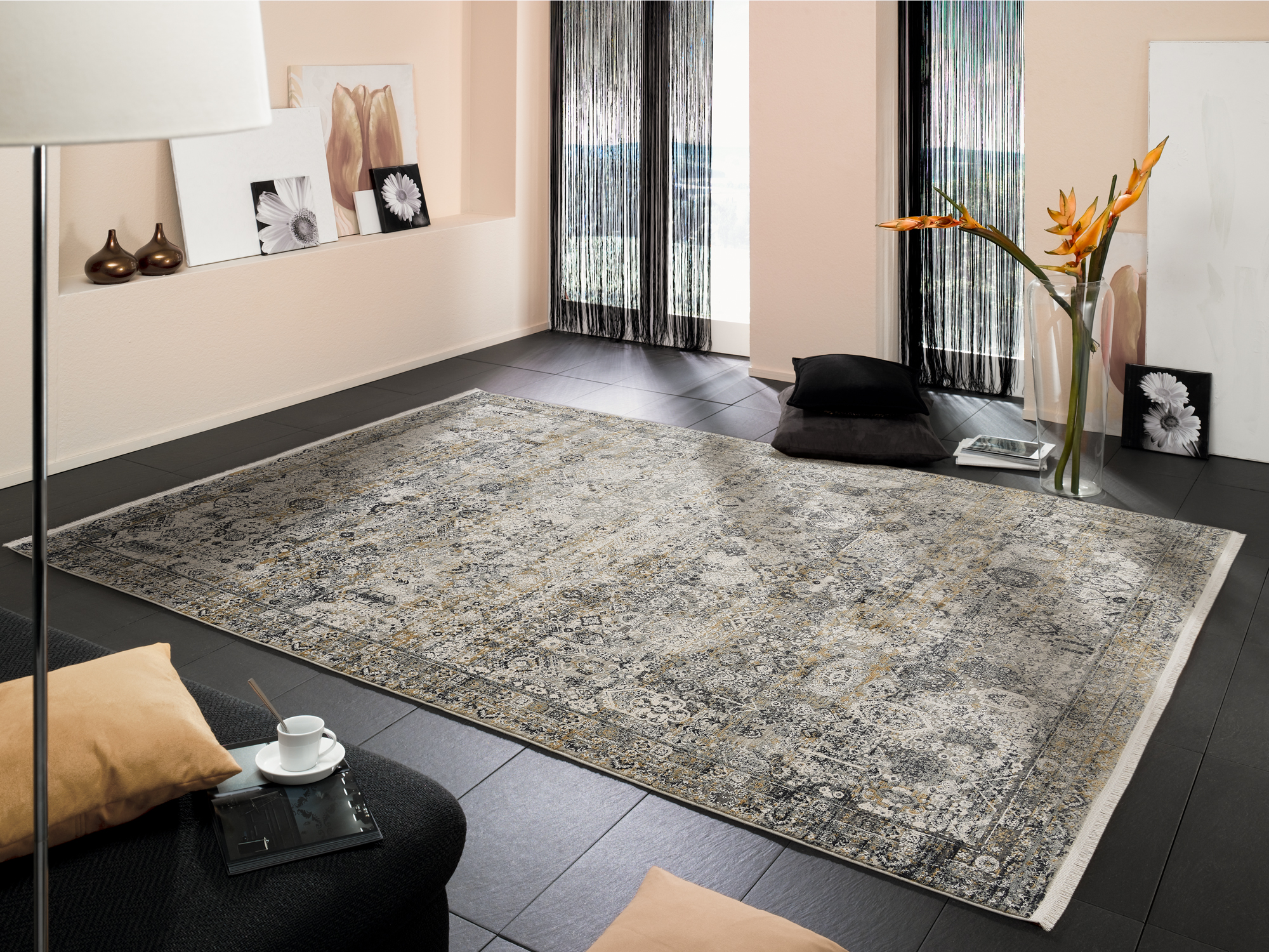 OCI Webteppich ca. 160x230cm in Farbe grau-gold