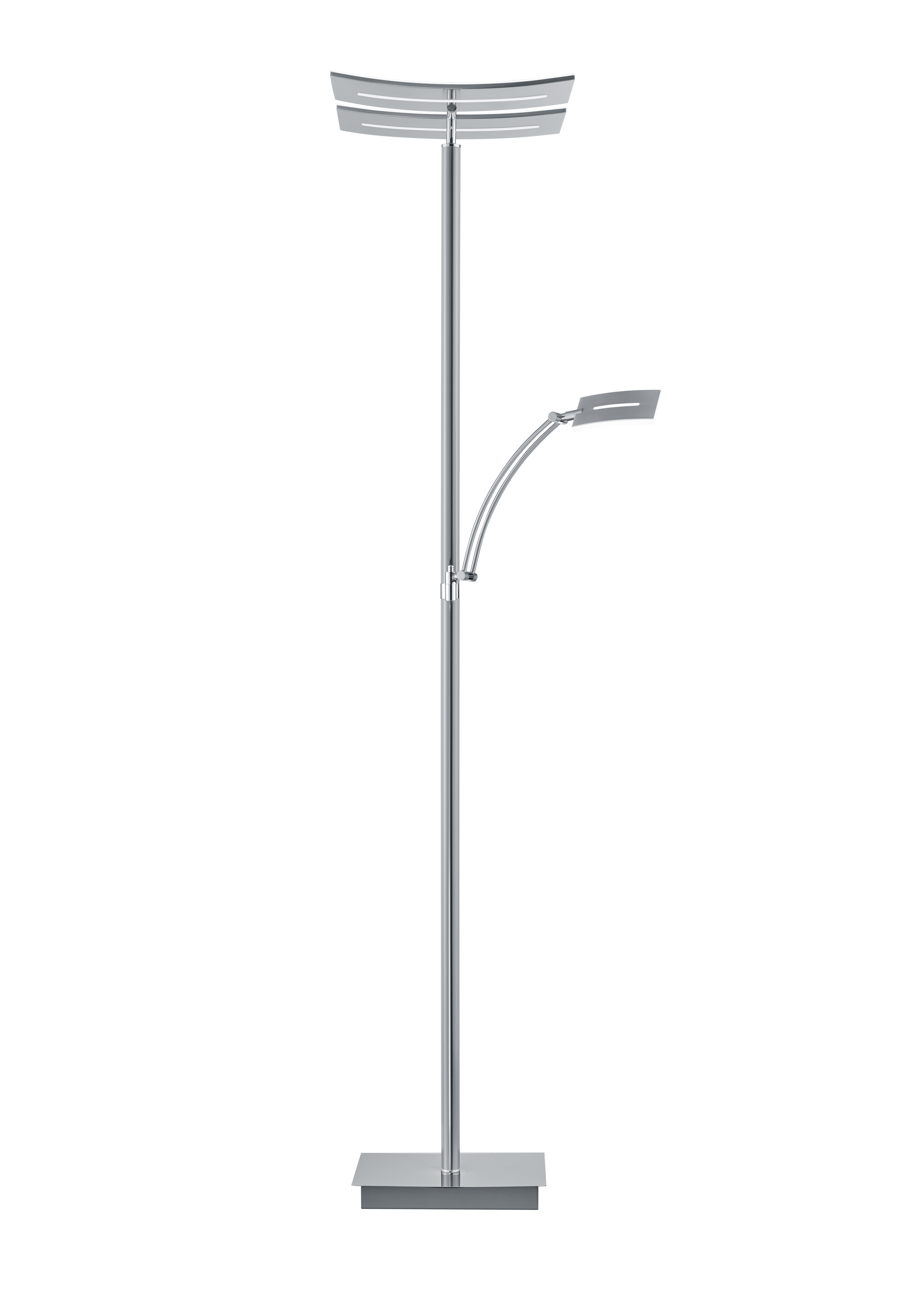 B-Leuchten LED-Stehleuchte Dual in Nickel matt mit Chrom Absetzung