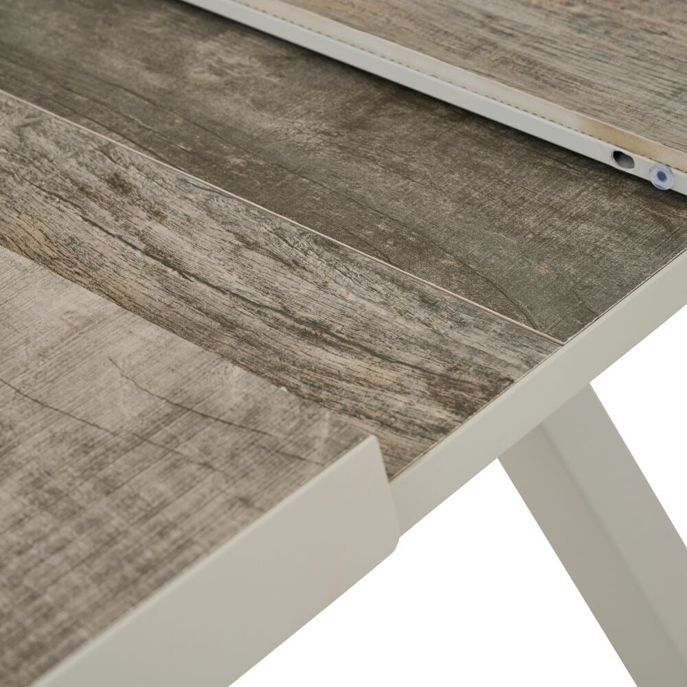 Ausziehtisch SINCRO ca. 200(260)x100cm in Farbe seidengrau, washed grey, Holz, Sperrholz, Innenarchitektur, Tabelle, Bodenbeläge