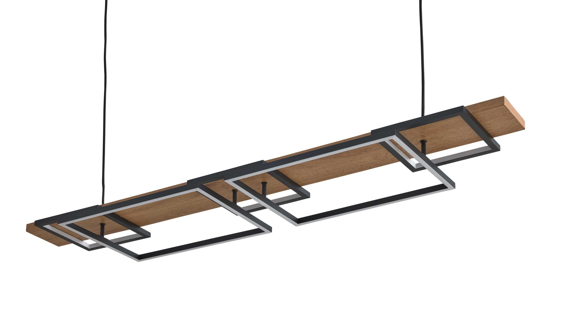 Interliving LED-Hängeleuchte IL-9342 in Metall schwarz matt, Holzoptik dunkel