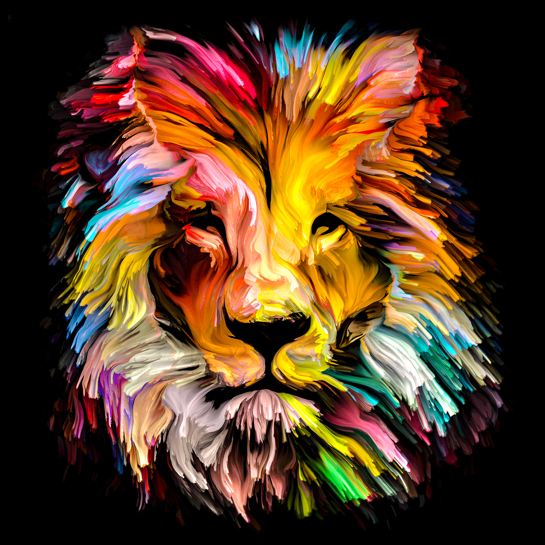 PRO ART Glas-Art 30x30cm Colorful Lion Head