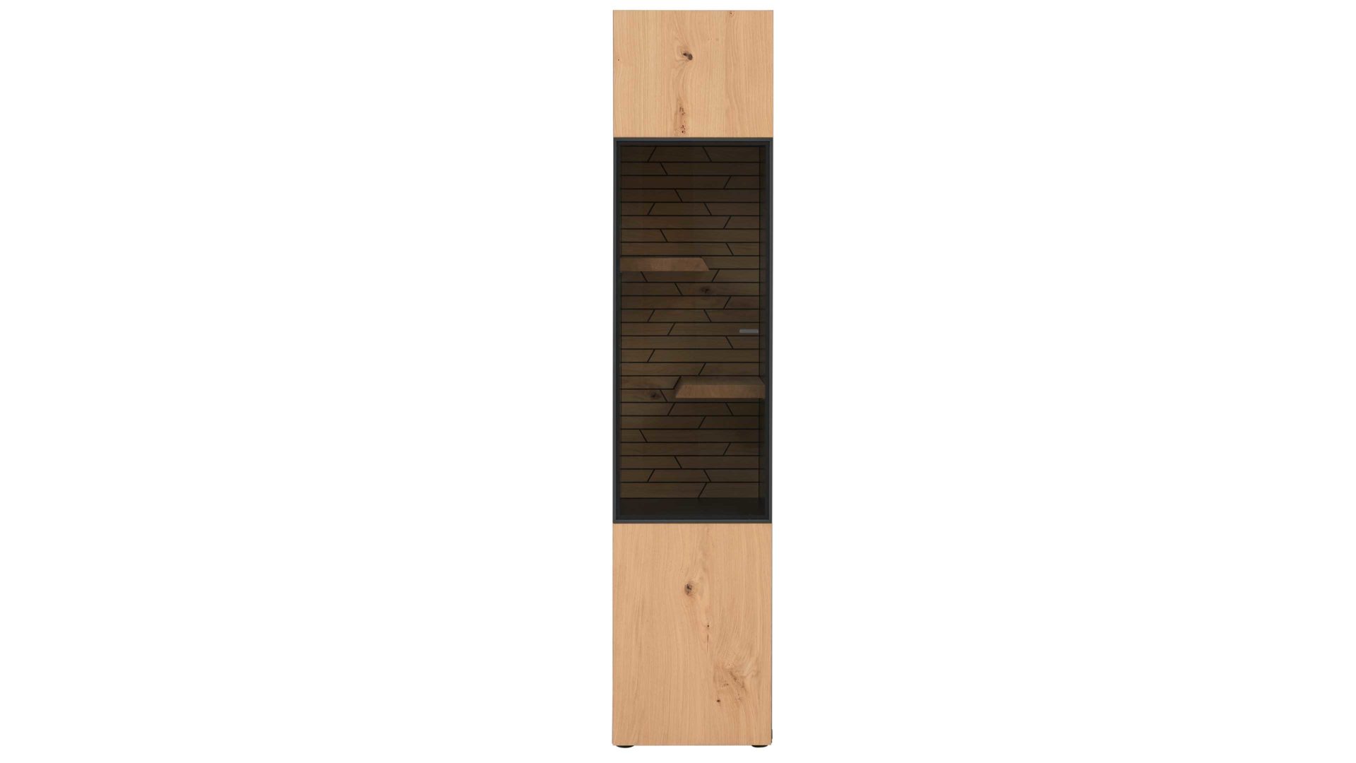 Interliving Vitrine ca. 44x204x41cm in Schiefer/Wildeiche, Drinnen, Innenarchitektur, Holz, Paneele aus Holz