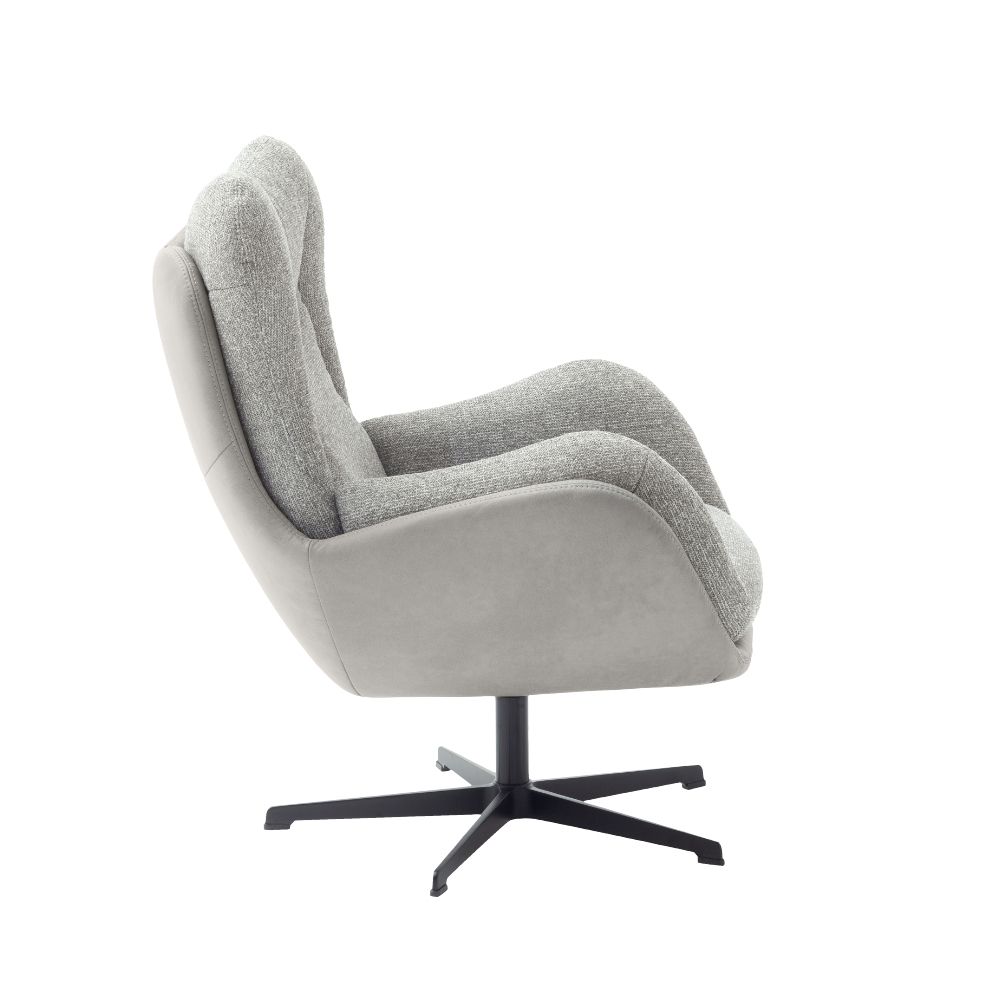 SCHÖNER WOHNEN-Kollektion Drehsessel KIKO in Stoff Sneak steel/Leder Evita light grey