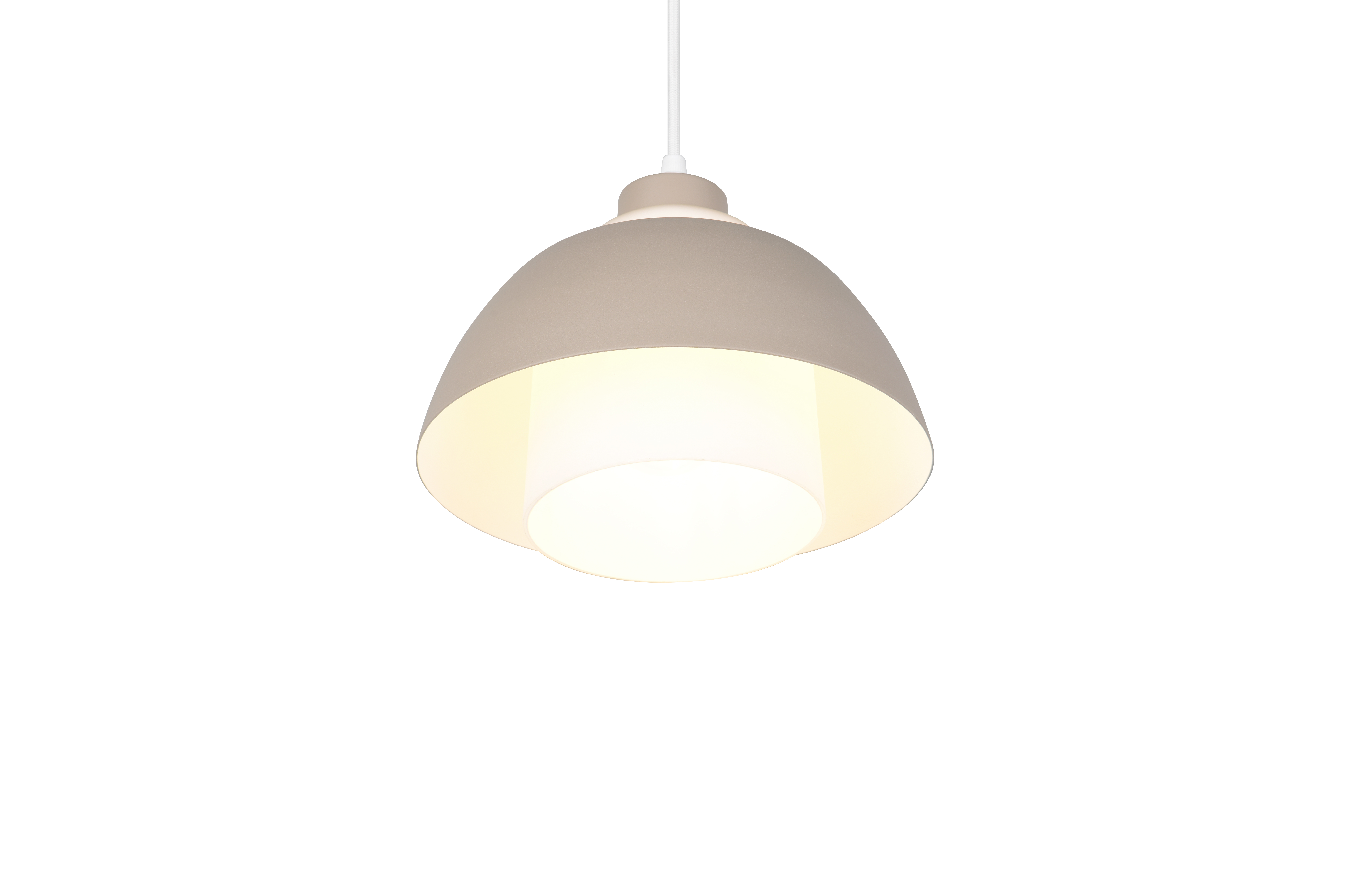 Reality Leuchten LED-Pendelleuchte TILOS in warm beige, Glas weiß, Lampe, Leuchte
