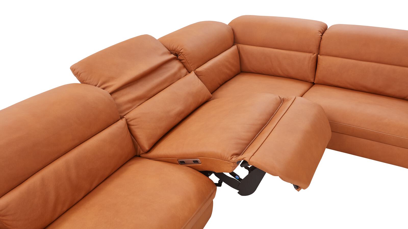 Comfortmaster Rundecke SPEKTRA ca. 304x255cm in Leder Lonlife Rustika honig, Couch, Mobiliar, Stuhl