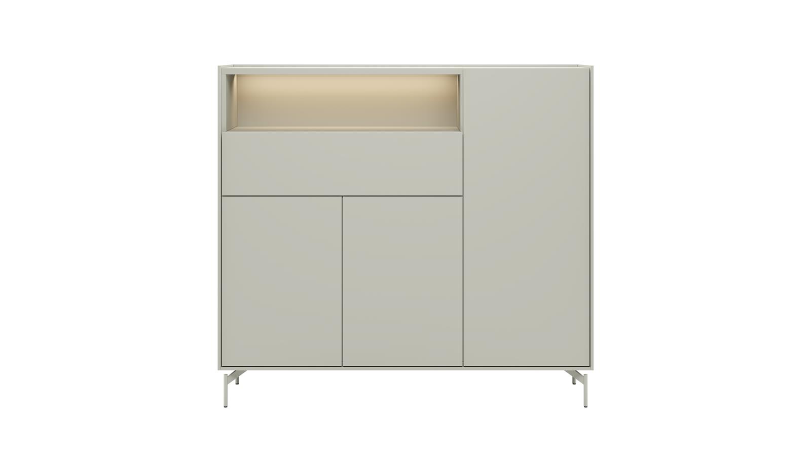 XOOON Highboard  NOON ca. B148 H135 T42 cm in silk grey