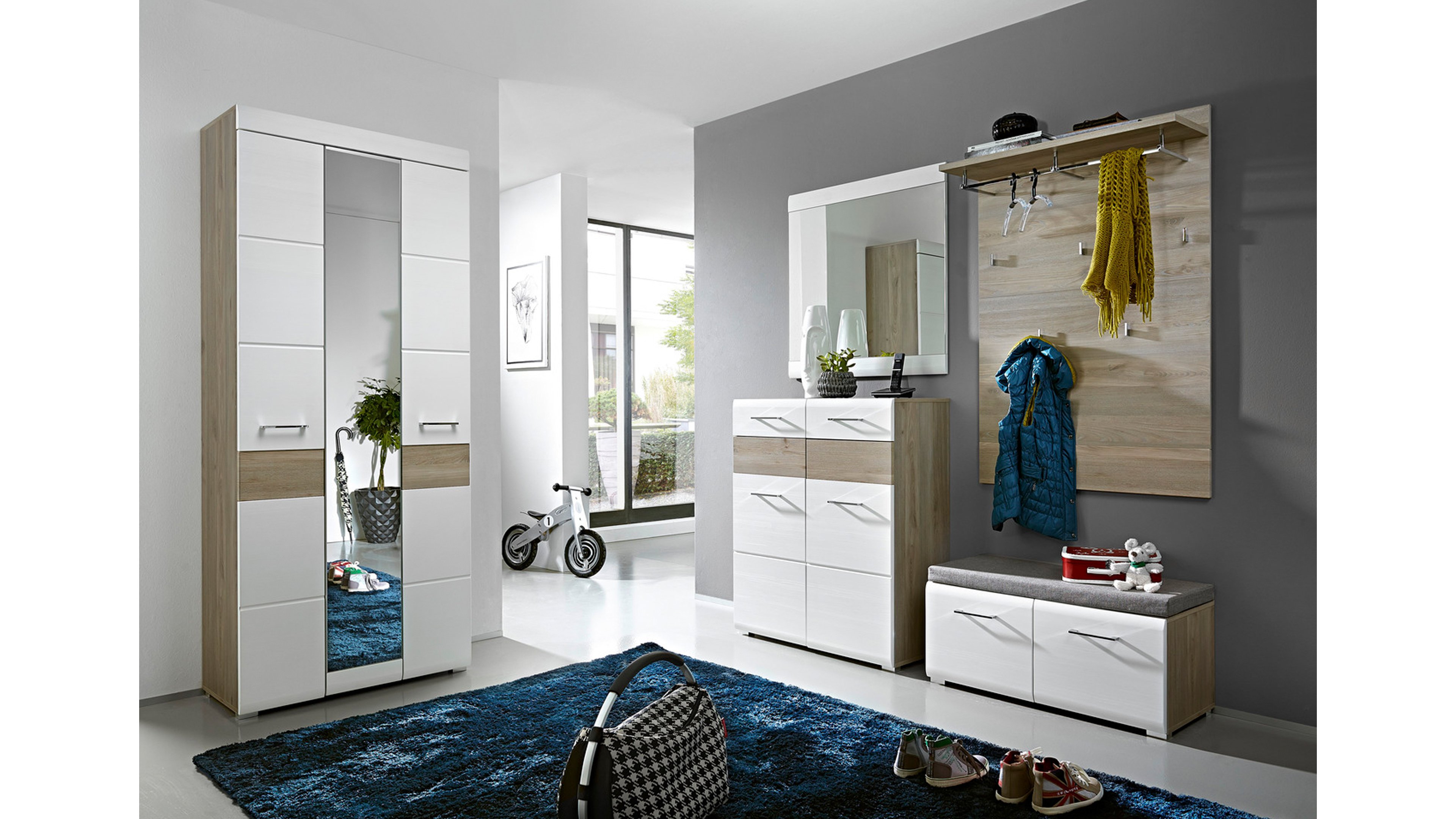 Innostyle Garderobenschrank FUNNY in Silbereiche/weiß MDF