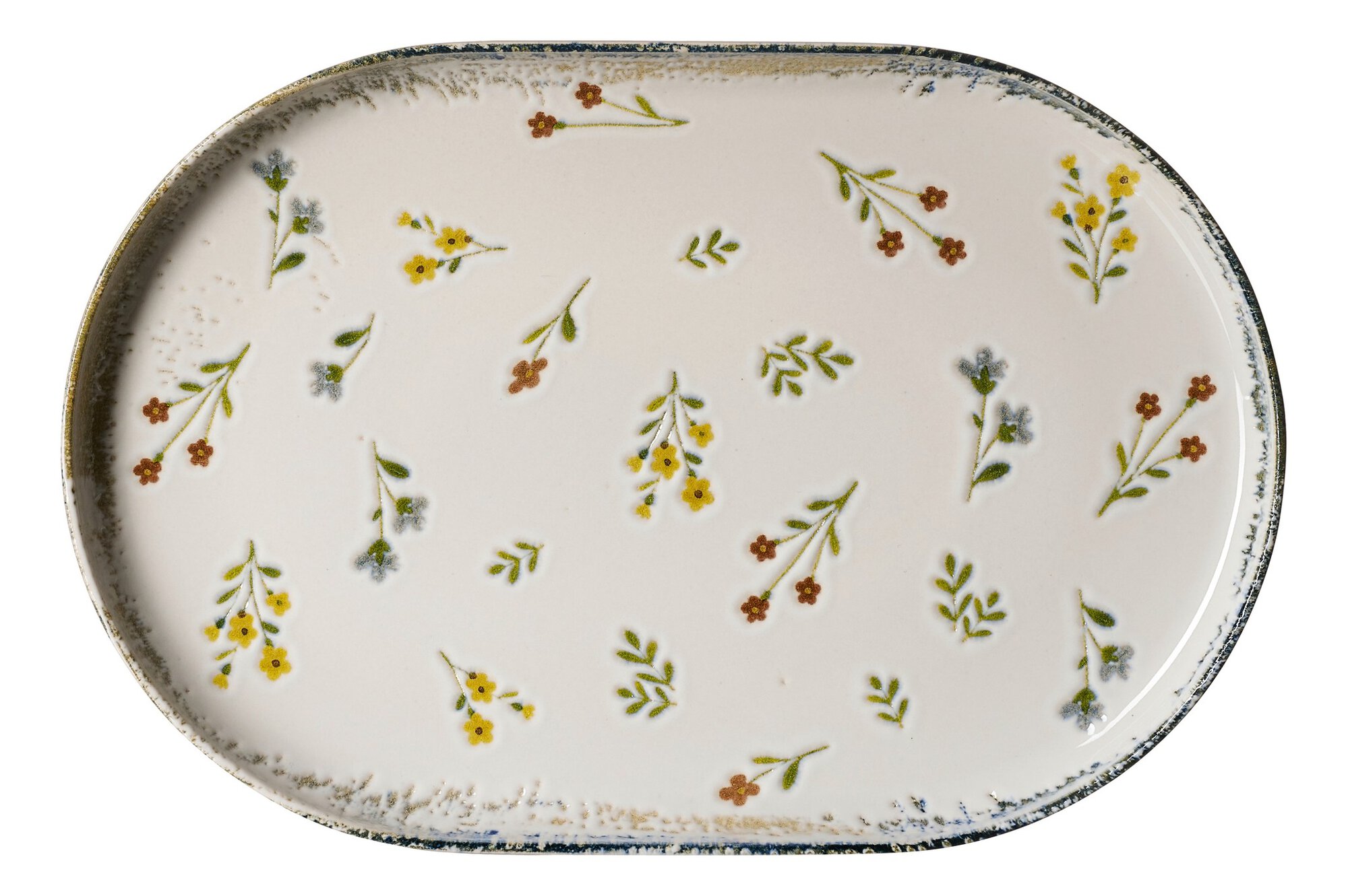 Ritzenhoff & Breker Platte VIOLA 30x20cm aus Steinzeug weißöbunt, Mahlzeit, Servierplatte, Porzellan, Töpferei, Teller
