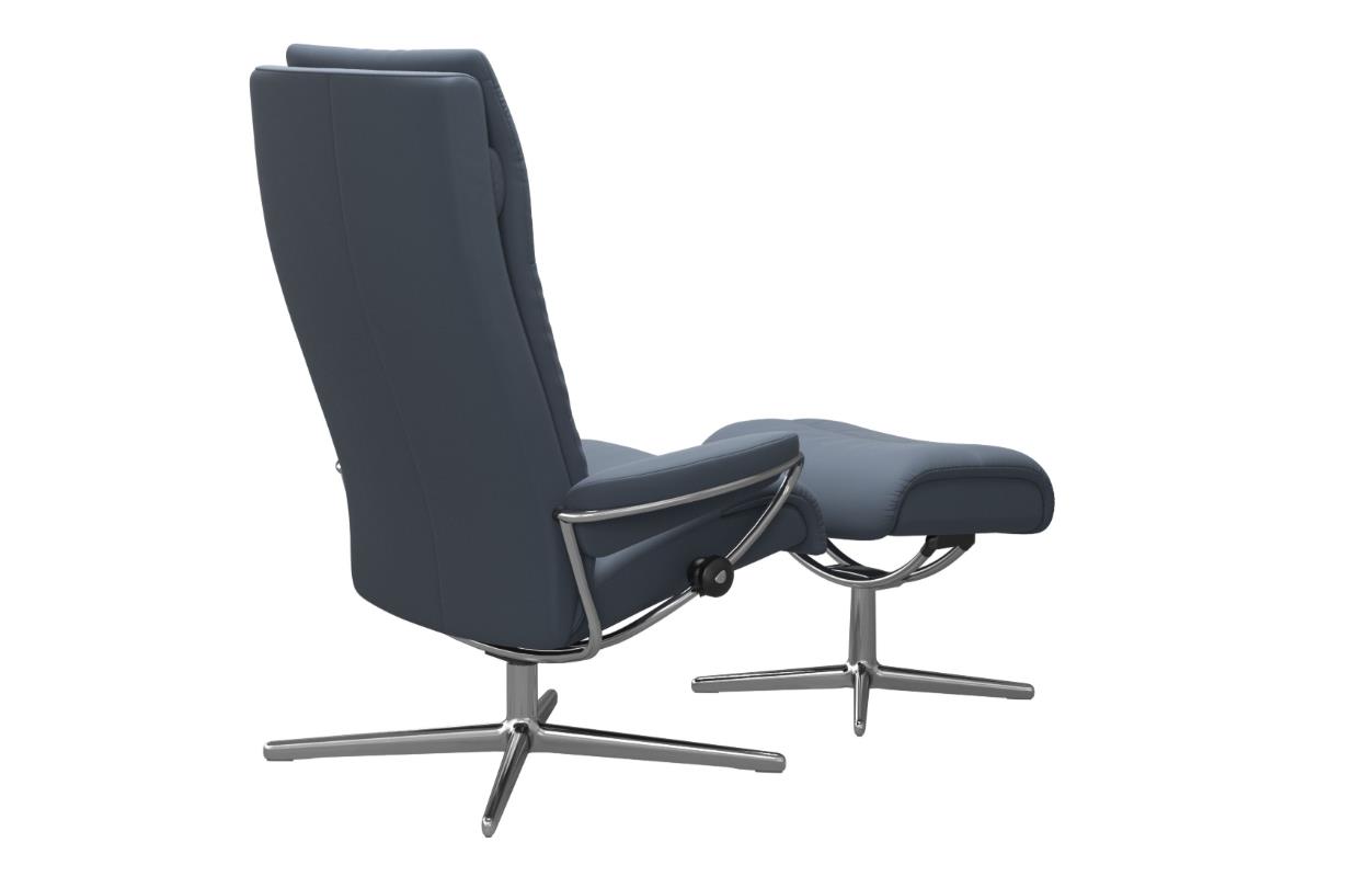 Stressless Sessel mit Hocker TOKYO ca. B80 H111 T115 cm in Leder Paloma 71 Sparrow Blue