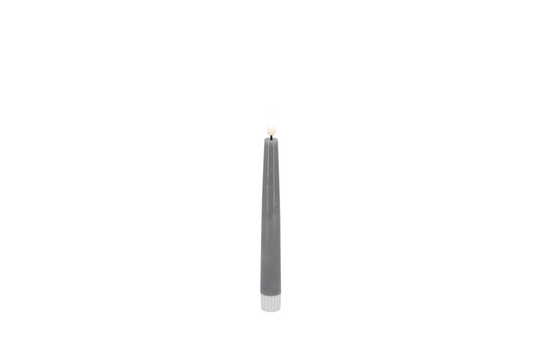 L.C. Wholesaler LED-Dinnerkerze 2er-Set BASIC ca. Ø 2,2, H 17,5cm in grey smooth, 2.2x17.5cm