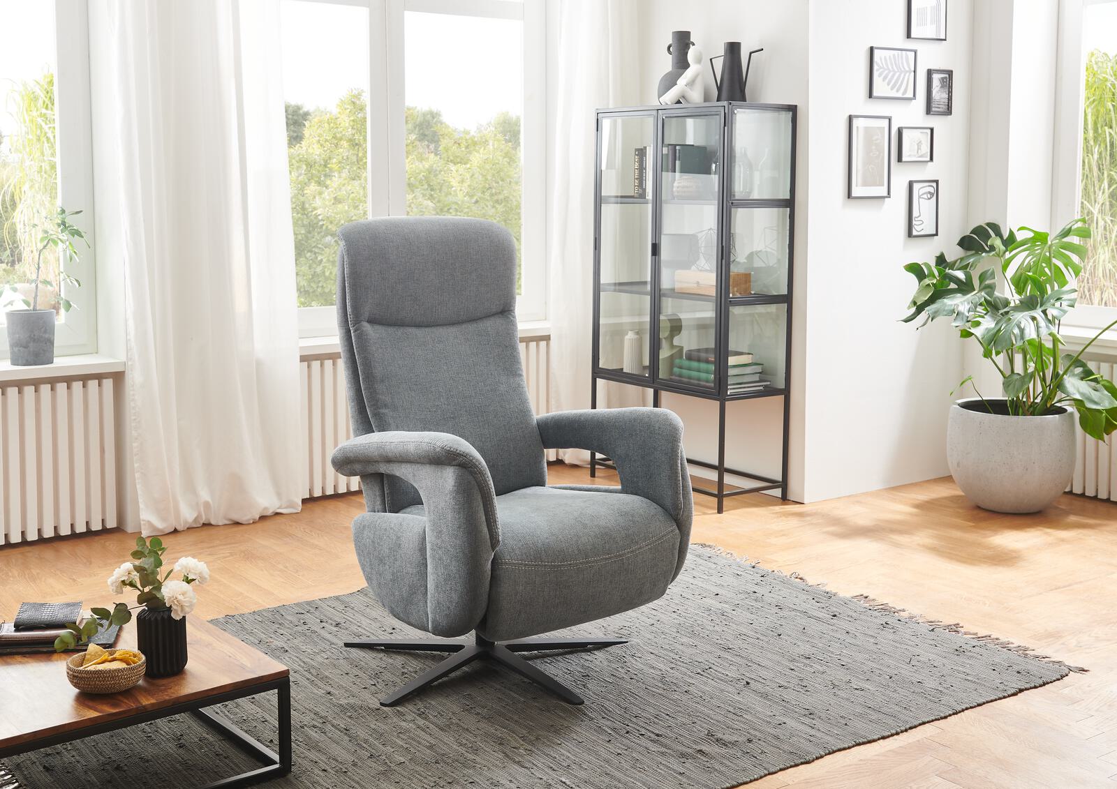 OrthoSedis Relaxsessel in Stoff Milan steel mit Sternfuß