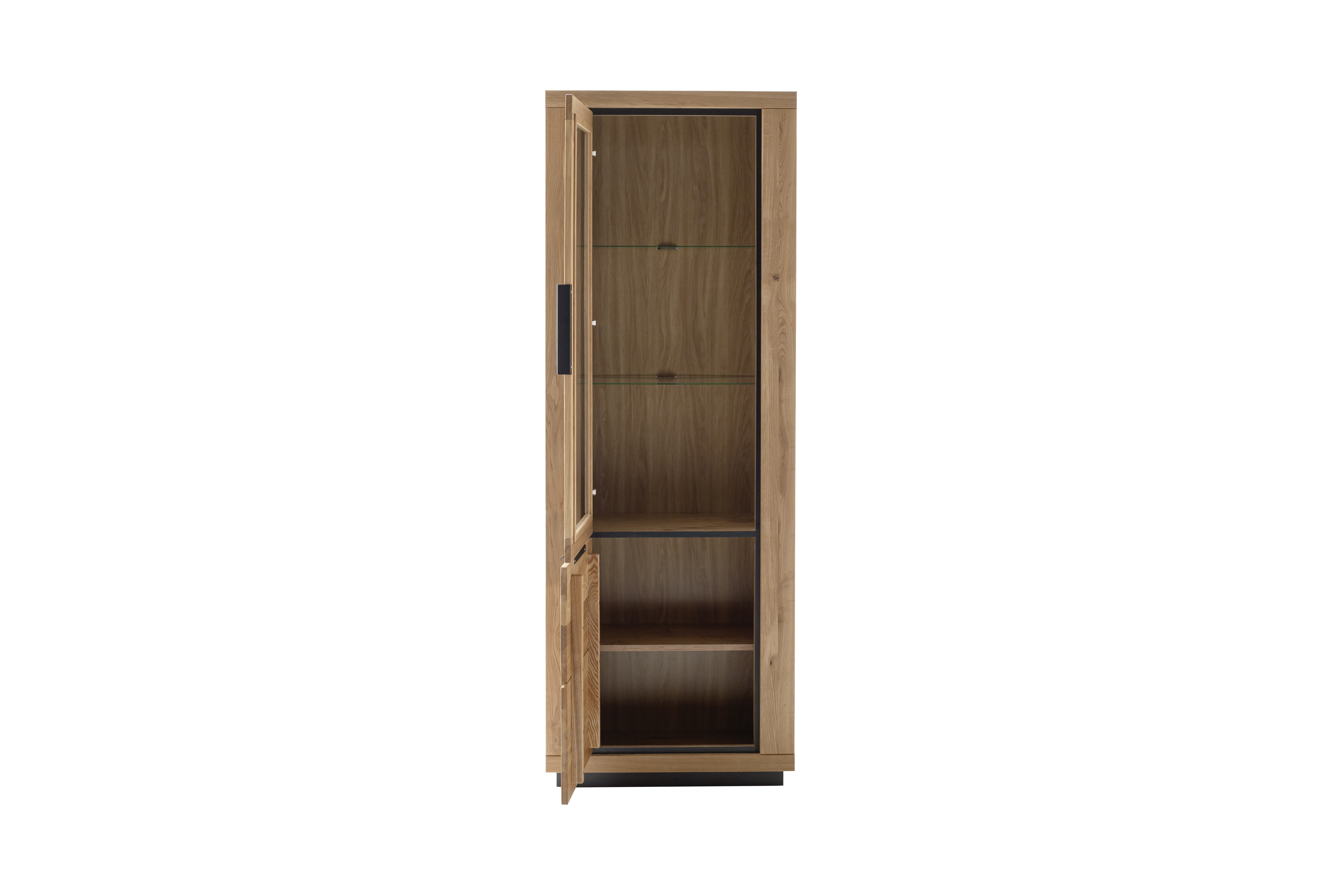 MCA Direkt Vitrine GRENO ca. B72 H200 T40 cm in Front Wildeiche massiv geölt