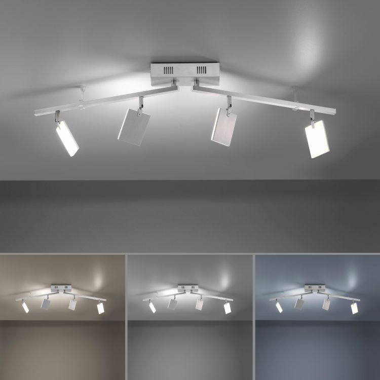 Paul Neuhaus LED-Deckenleuchte PURE MIRA 4-flammig in Farbe aluminium