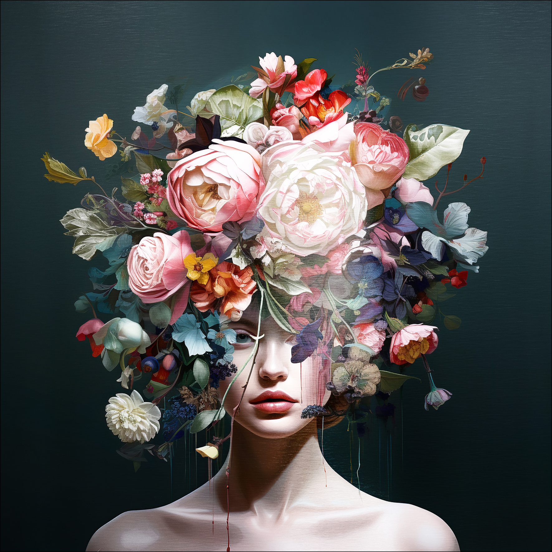 PRO ART Alu-Art 98x98cm Flowers On Her Head VII