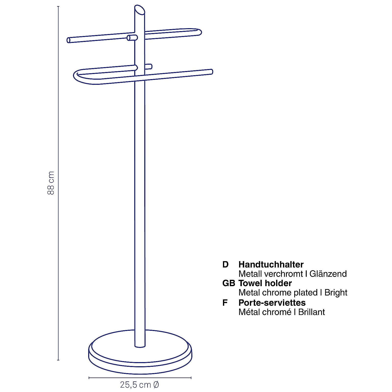 Kela  Handtuchhalter KEN in Farbe silber glänzend, Strommast, Mobiliar