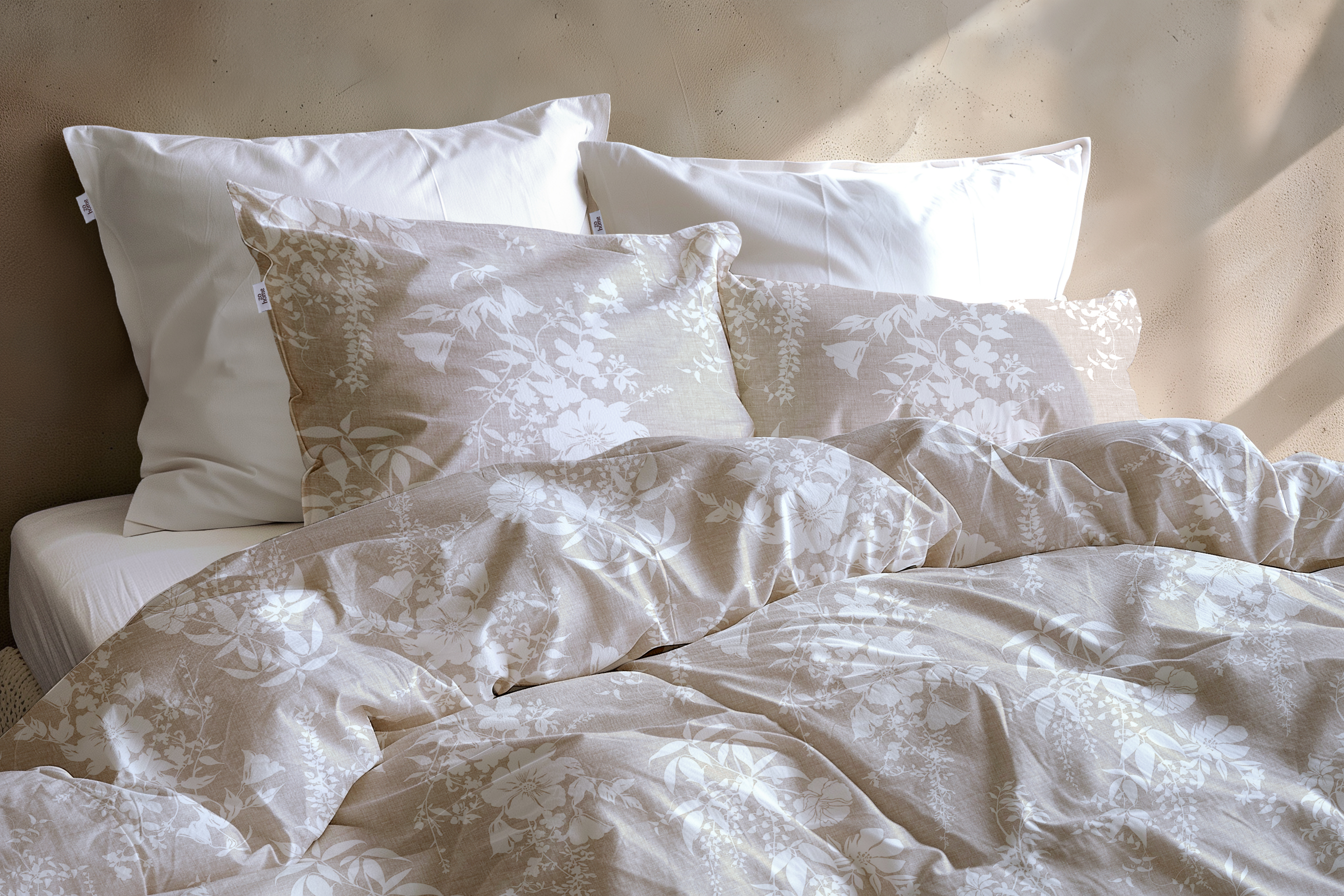 Heckettlane Bettwäsche ca. 135x200cm in Farbe Sandy-Beige, Kissen, Dekoration für Zuhause, Kopfkissen, Bett, Leinen