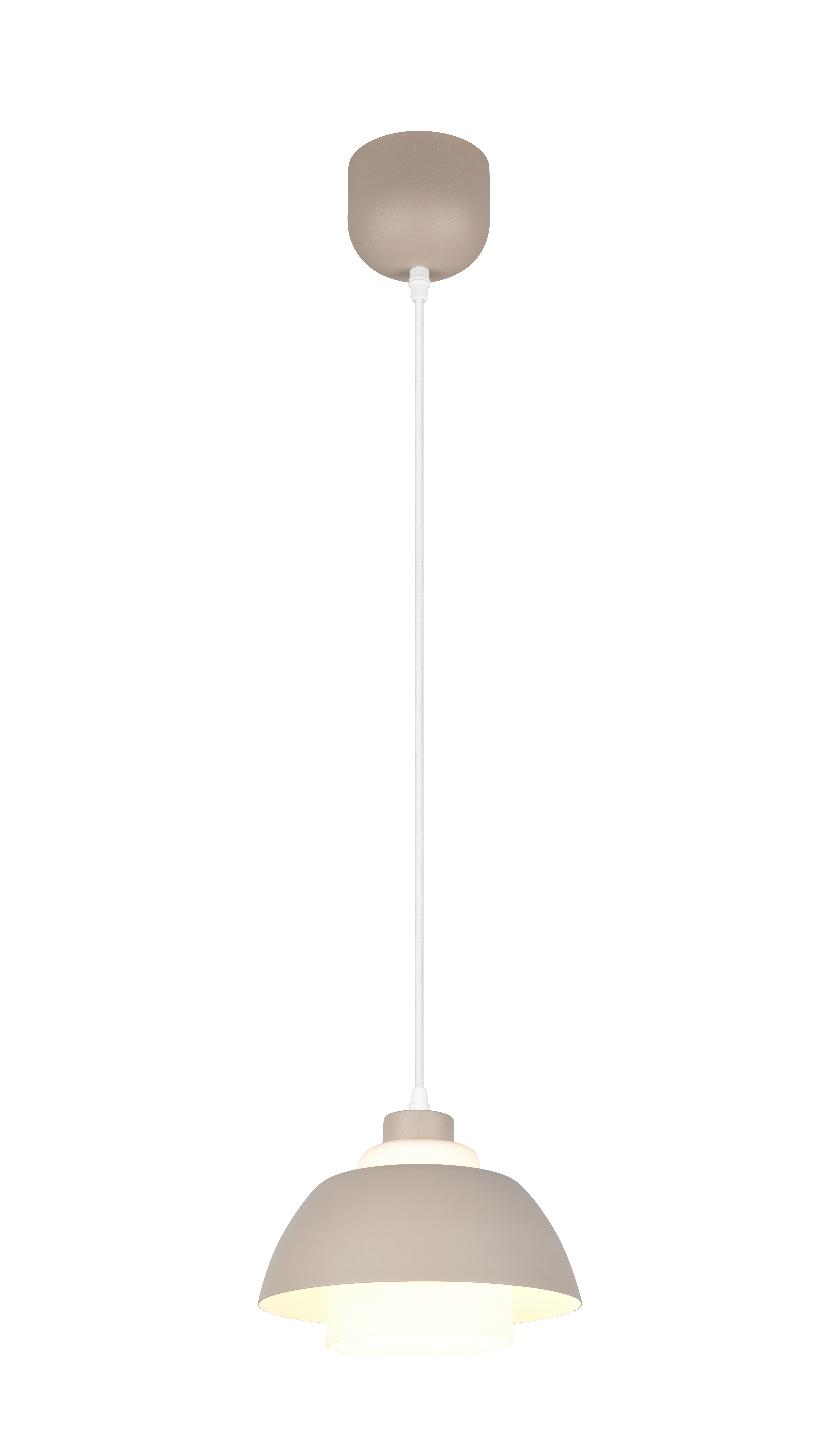 Reality Leuchten LED-Pendelleuchte TILOS in warm beige, Glas weiß, Lampe, Deckenleuchte