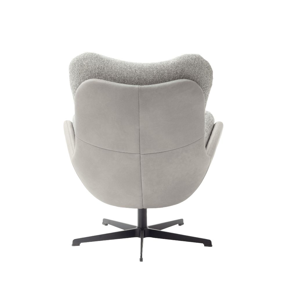 SCHÖNER WOHNEN-Kollektion Drehsessel KIKO in Stoff Sneak steel/Leder Evita light grey