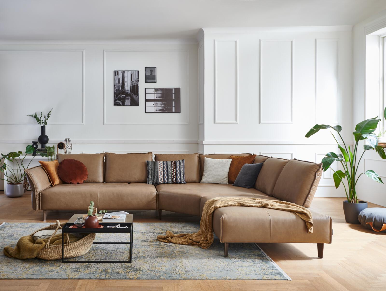 W. Schillig Polstereckgruppe BONNIE ca. 340x272cm in Leder fango