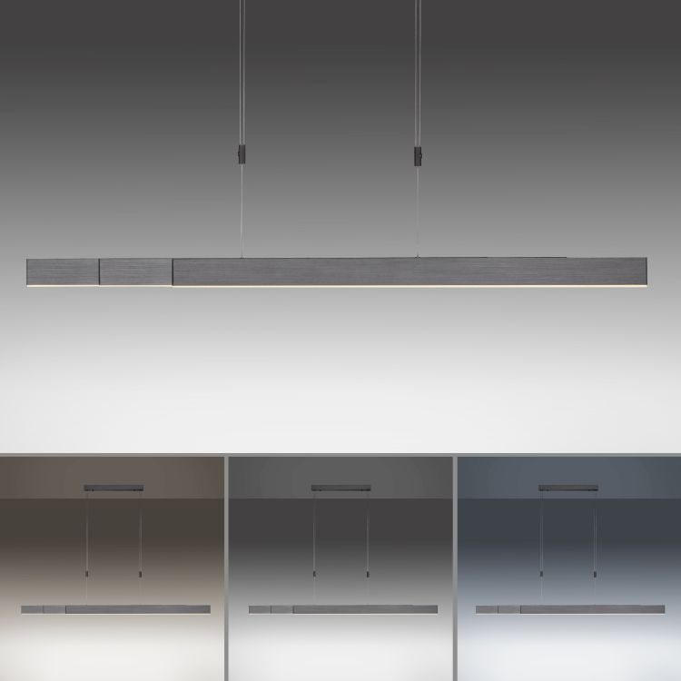 Paul Neuhaus LED-Pendelleuchte PURE MOTO 3-flammig in Farbe grau