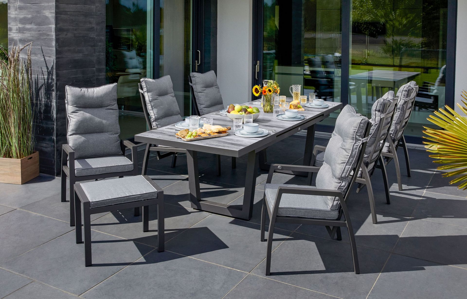 L.C. Wholesaler Dining Hocker BONDINO in Aluminium anthrazit, Moebel, Tabelle, Fußboden, Tischplatte, Esstisch
