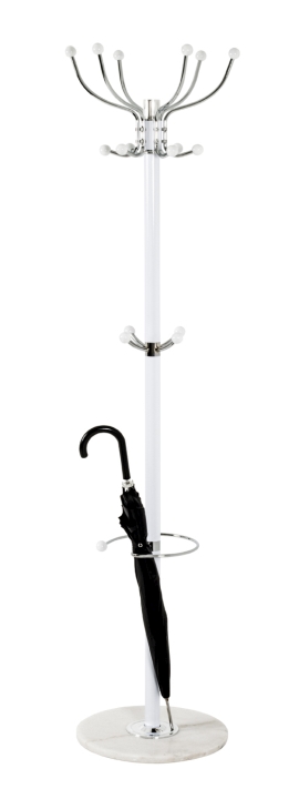Haku Möbel Garderobenständer Mecki in Chrom / weiß  ca. 176 cm hoch