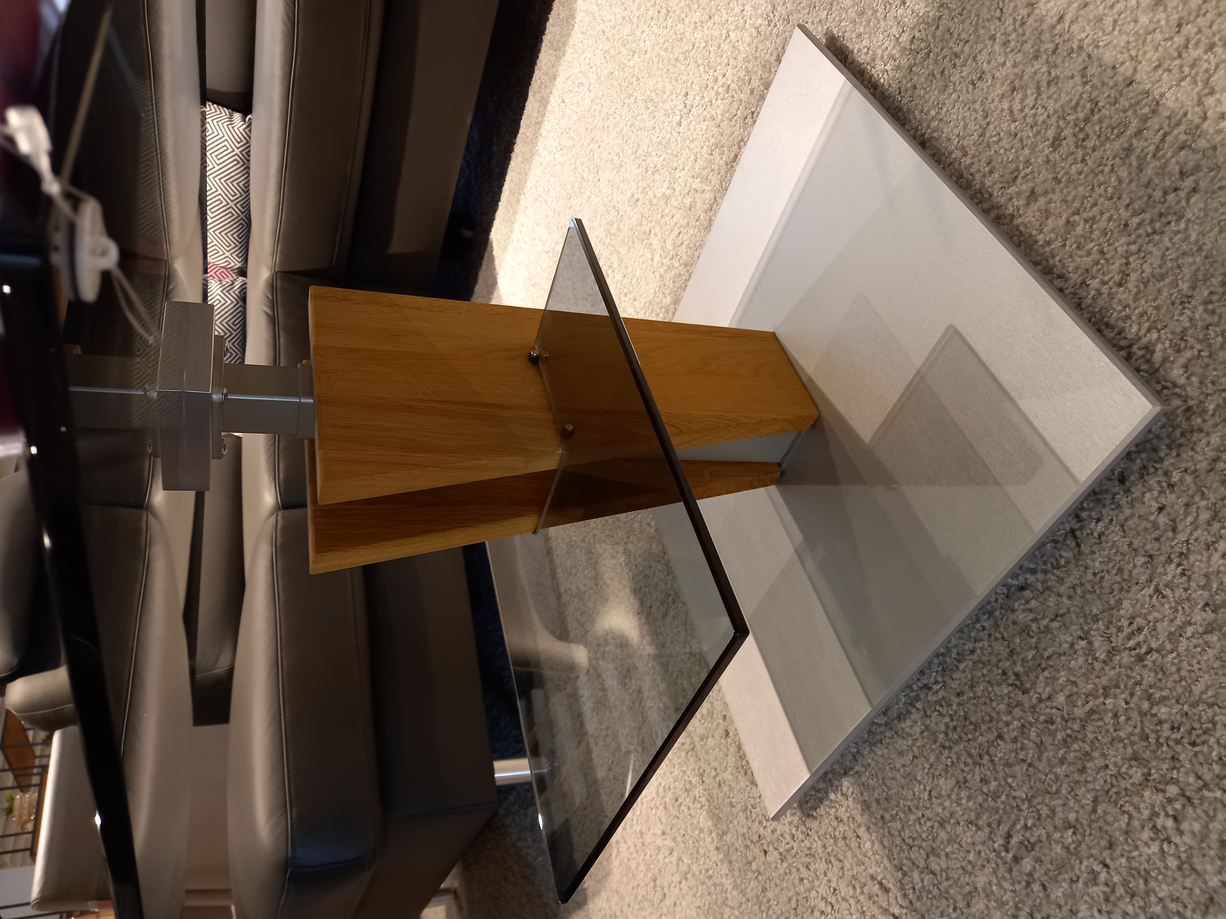 Vierhaus Couchtisch höhenverstellbar, ca. 70 x 70 x 47 - 65 cm in Wildeich geölt mit Parsolglasplatte, Moebel, Tabelle, Kaffeetisch, Innenarchitektur, Tischplatte
