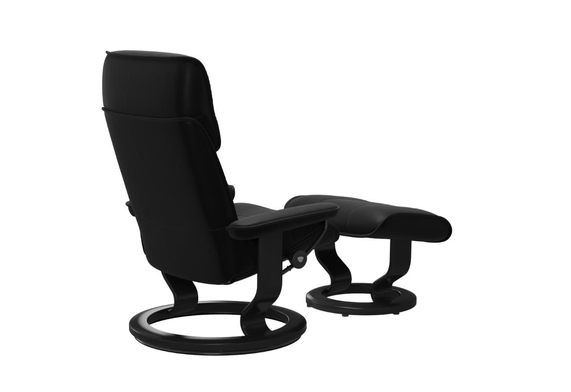 Stressless Sessel mit Hocker ADMIRAL ca. B78 H108 T117 cm in Leder Batick 19 schwarz