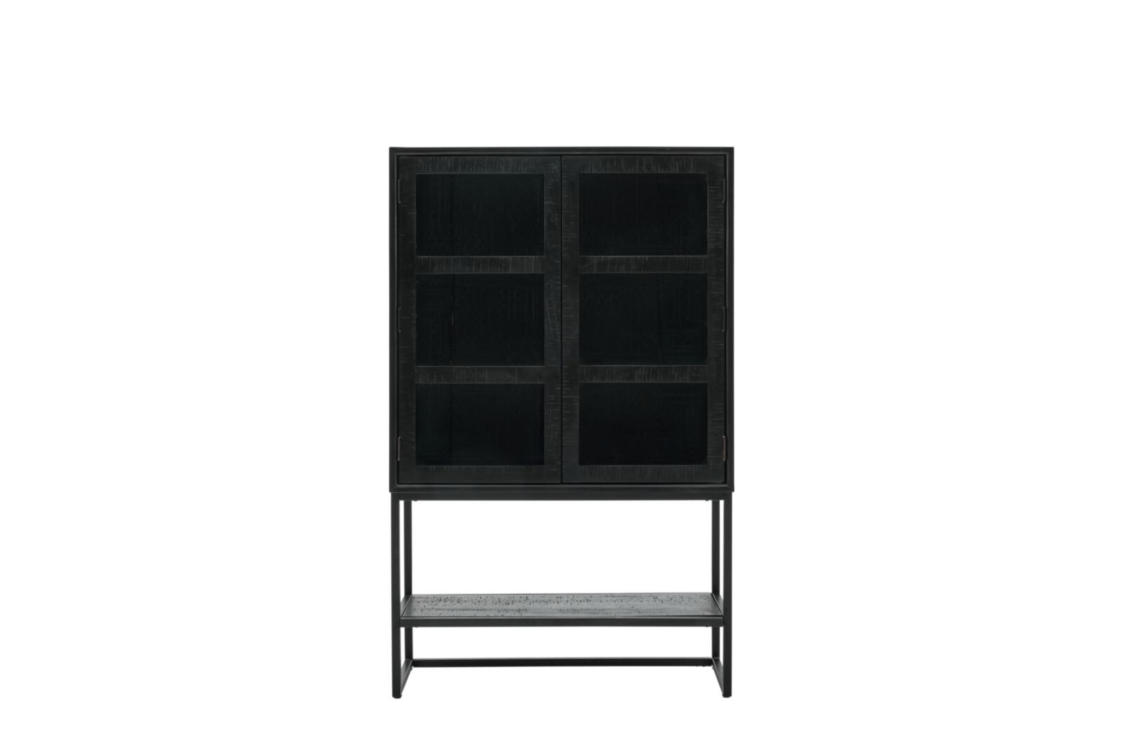 Roomio Vitrine NO. 2001 in Mango massiv gebürstet, schwarz gebeizt und lackiert