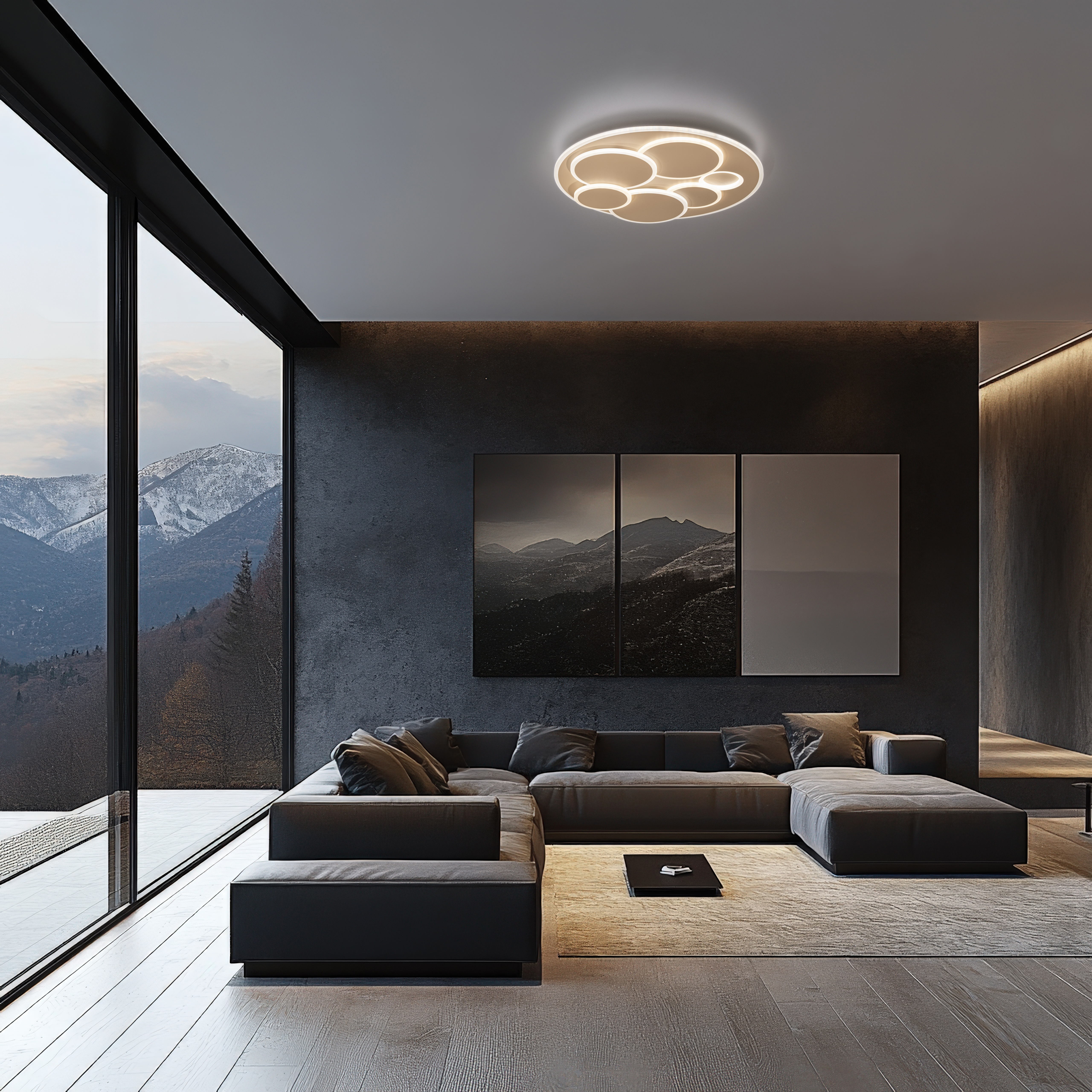Fischer & Honsel LED-Deckenleuchte DOTS 1-flammig in Farbe Metall sandfarbig/Acrylglas satiniert