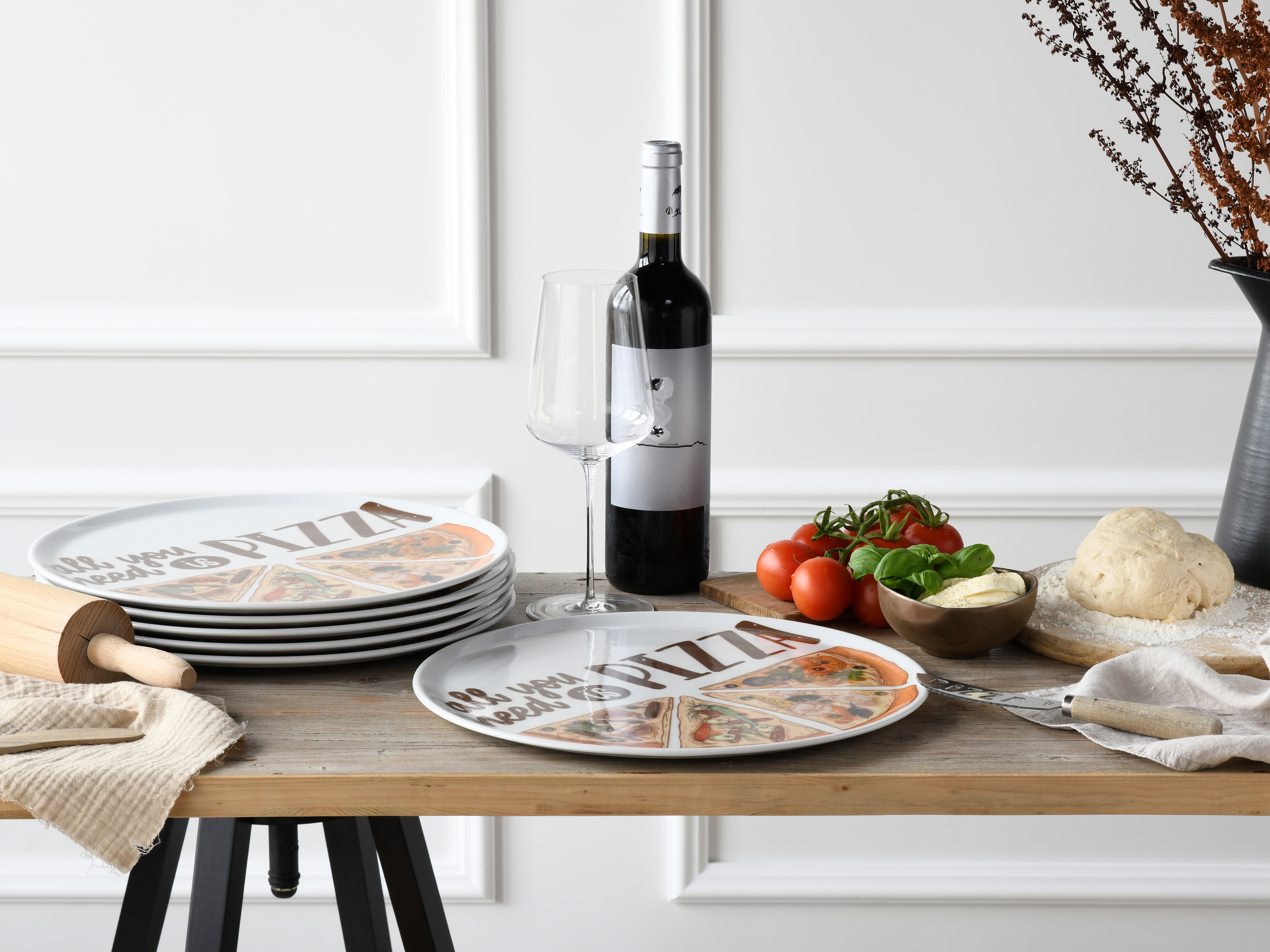 CreaTable Pizzateller Europa in Farbe bunt glänzend