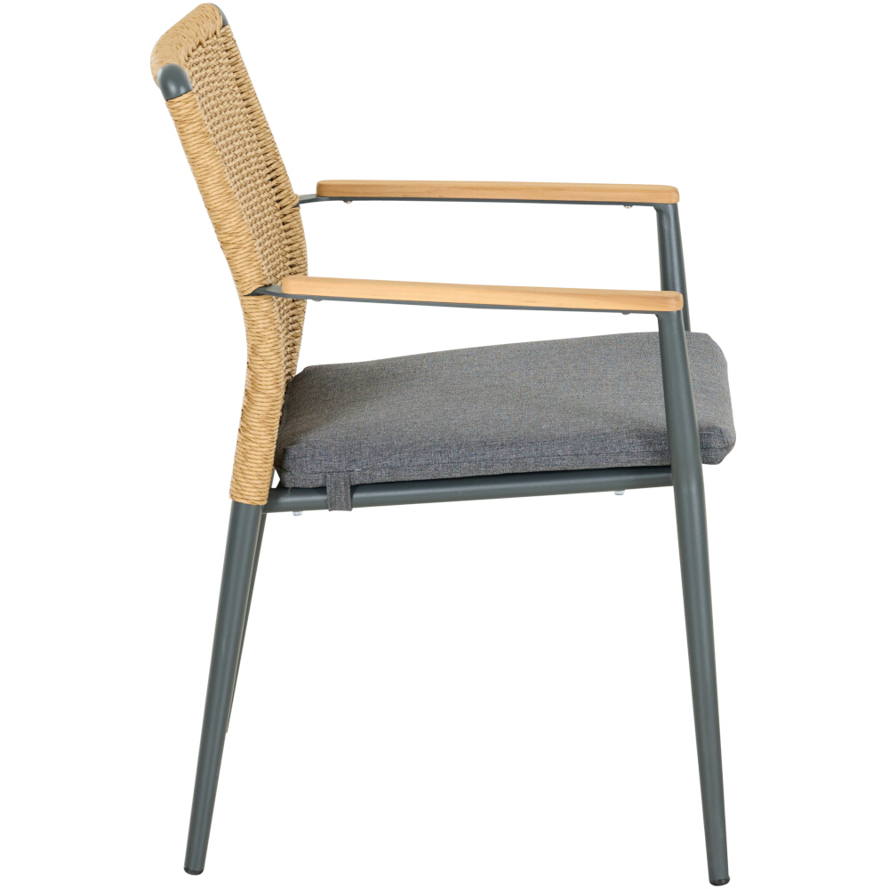 Stapelsessel Roma in Aluminium matt anthrazit/Gardino®-Geflecht natur, Moebel, Stuhl, Sessel