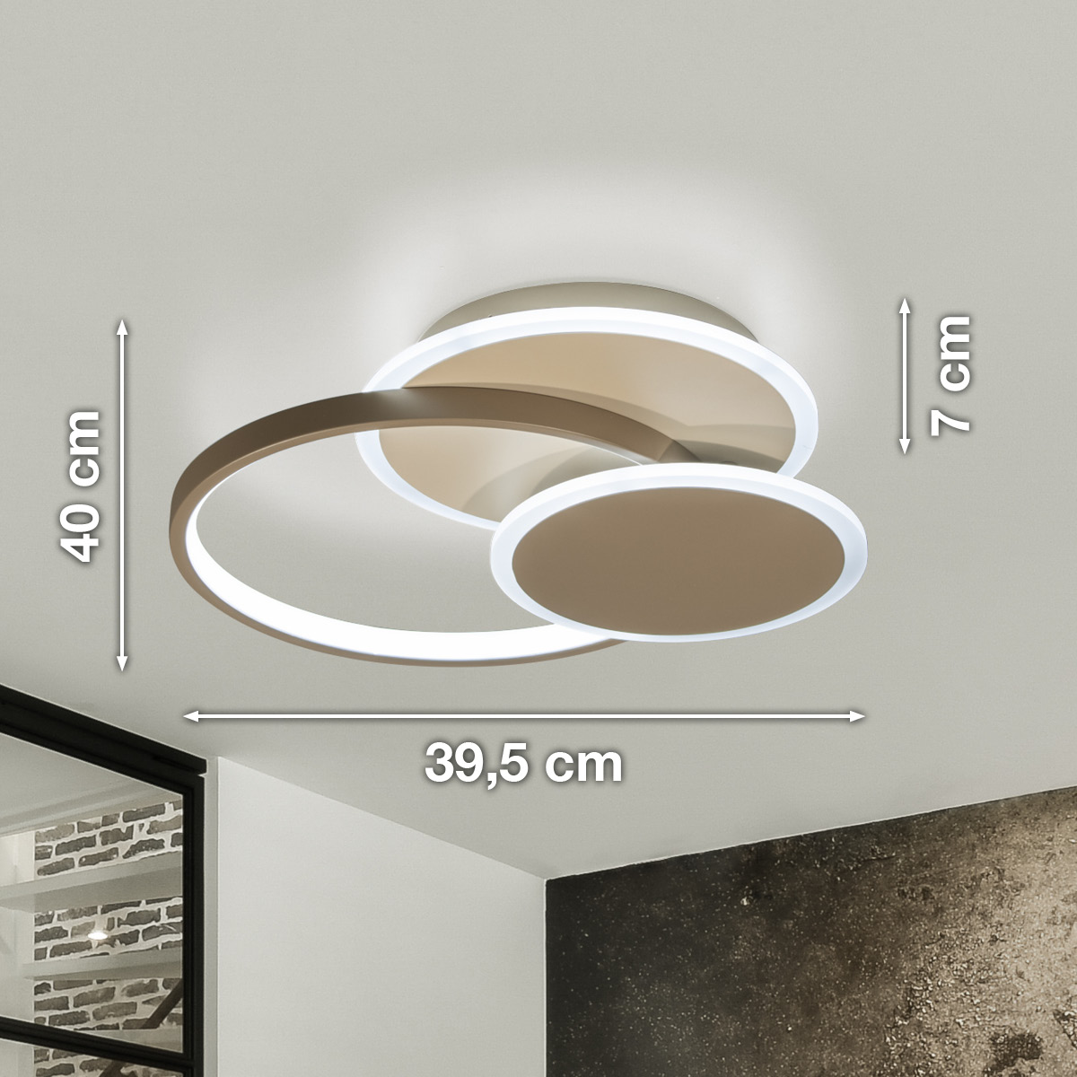 Fischer & Honsel LED-Deckenleuchte TOMO 1-flammig in Farbe Metall dark-greige, Deckenleuchte, Leuchte