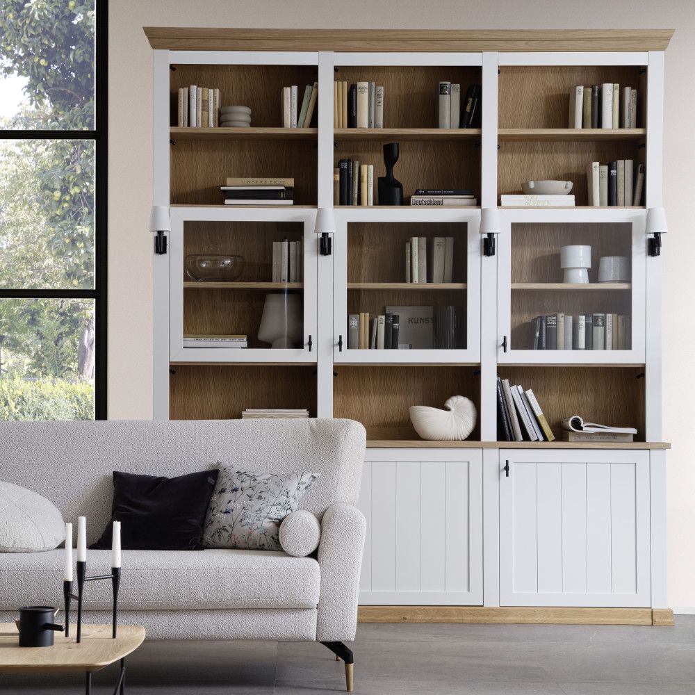 SCHÖNER WOHNEN-Kollektion Bücherwand VILLAGE in Weiß / Akzent Asteiche