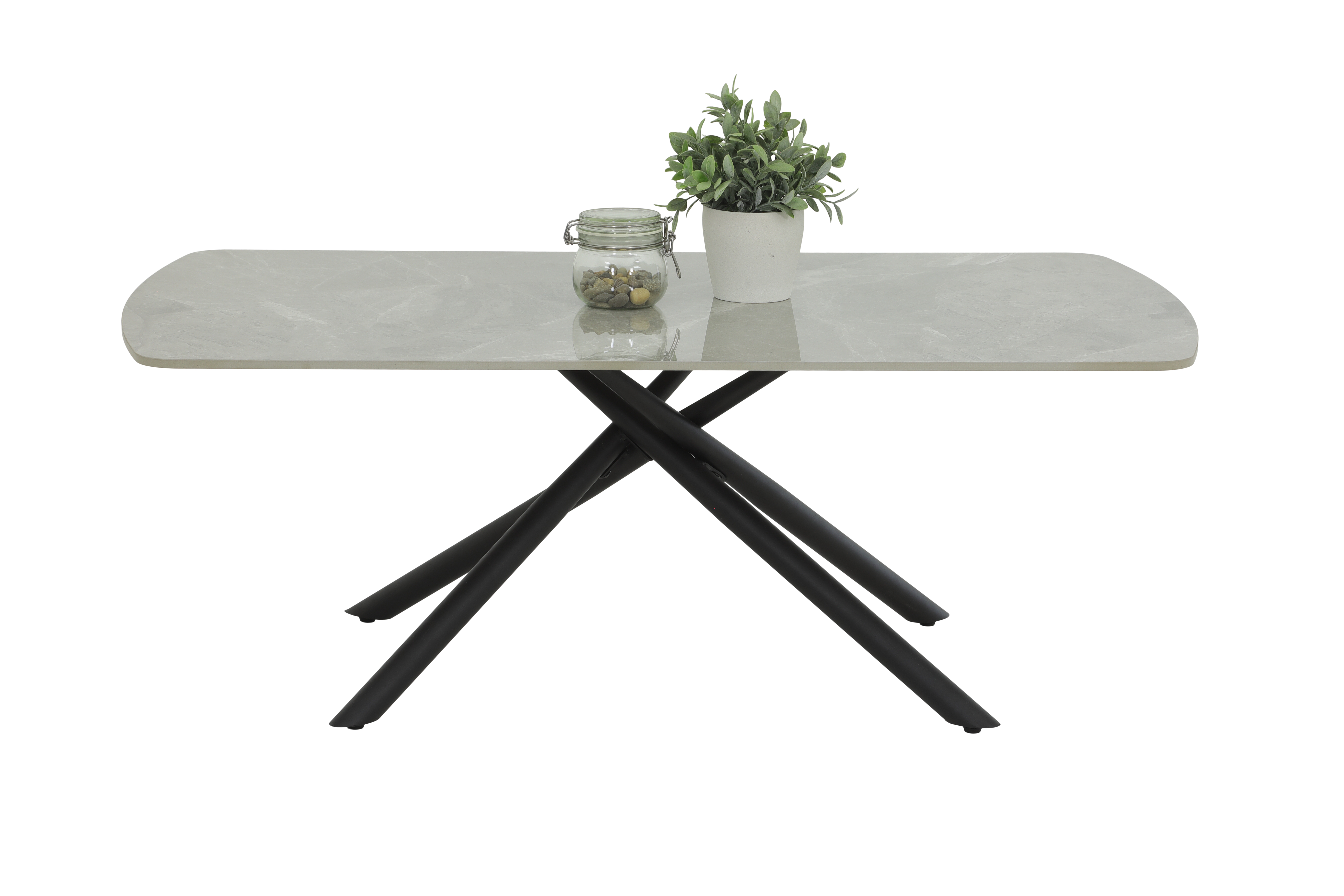 Couchtisch  in Marmoroptik grau/schwarz 12/03, Moebel, Tabelle, Esstisch, Kaffeetisch, Pflanze