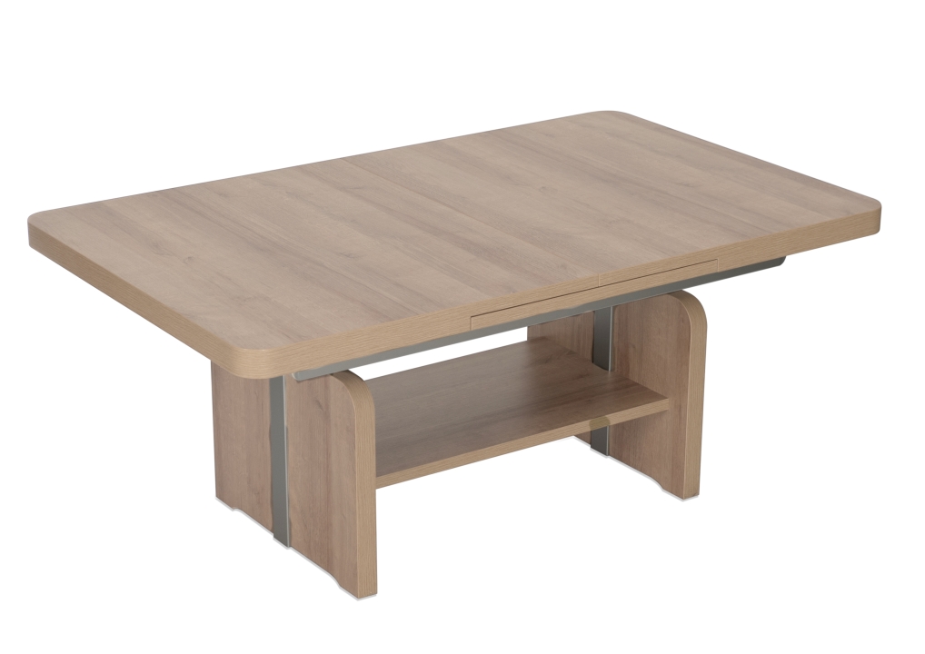 Vierhaus Kombilift-Couchtisch, ca. 130 (180) x 80 x 56 - 75 cm in Eiche sägerau hell