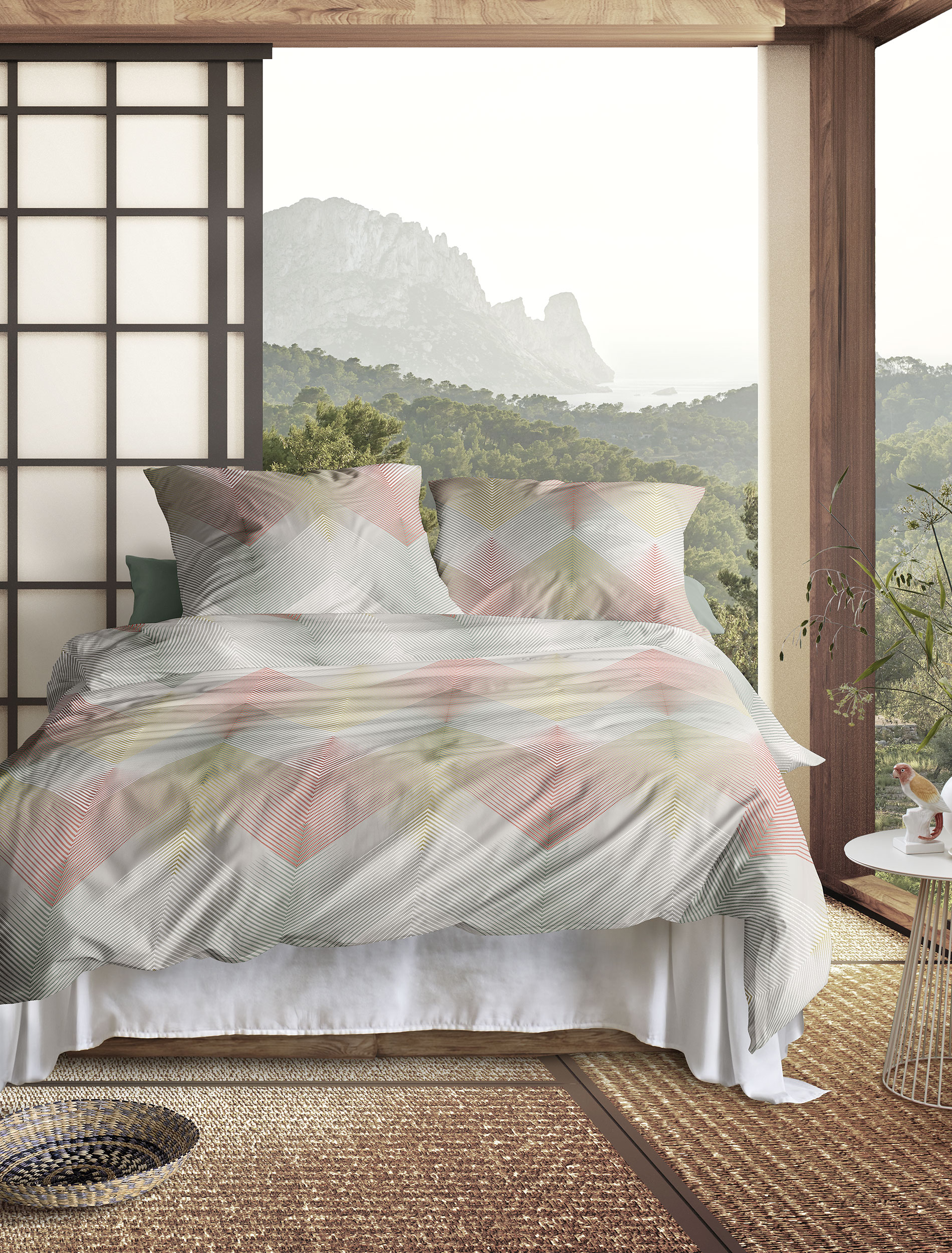 Irisette Mako-Satin Bettwäsche WAVE ca. 155x220cm in Farbe MULTI, Drinnen, Innenarchitektur, Mobiliar, Bett, Schlafzimmer