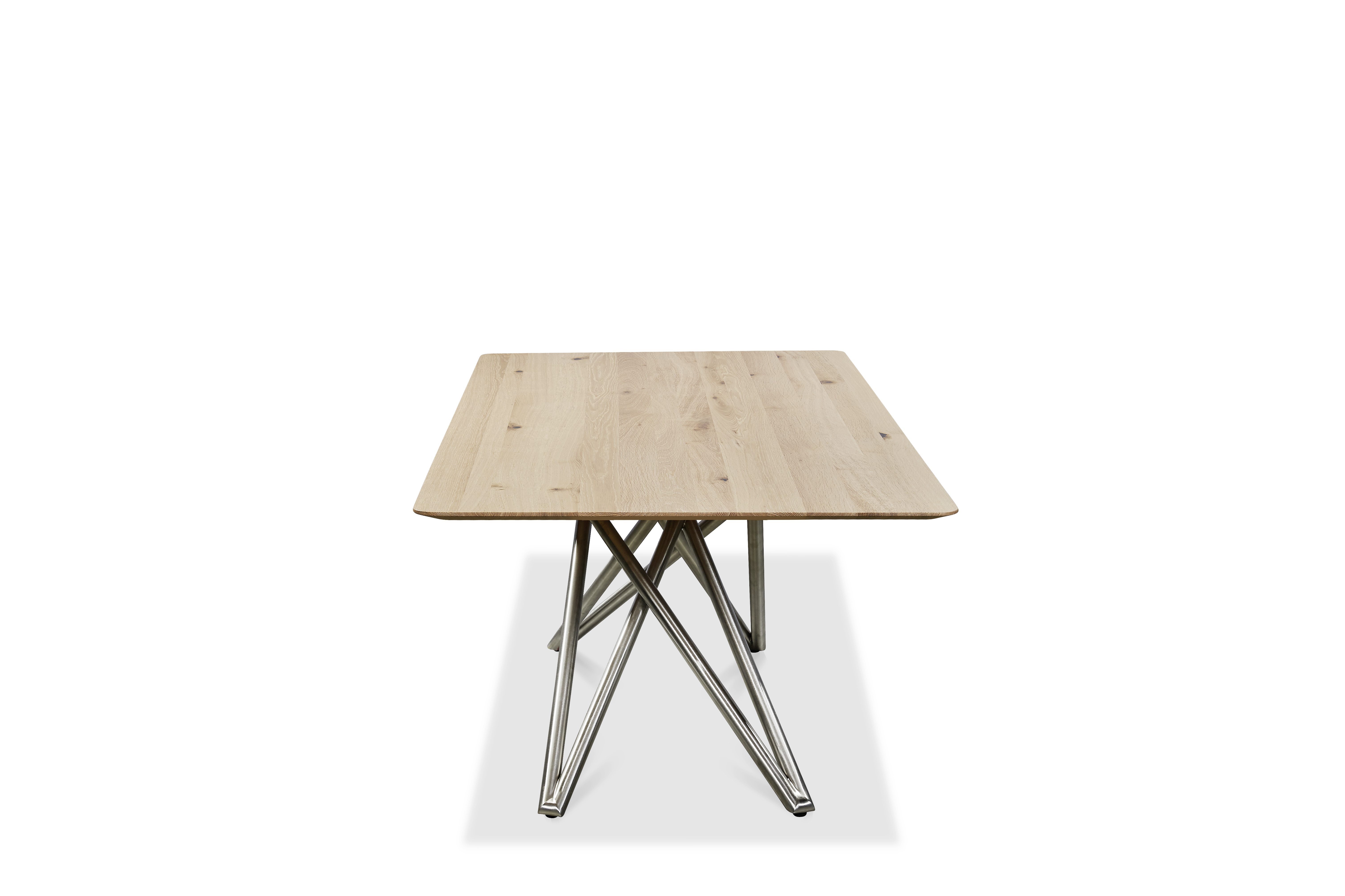Musterring Esstisch Helmond, Platte Wildeiche weiss geölt, Gestell Edelstahl matt, ca. 200 x 100 cm, H:76 cm, Moebel, Tabelle, Kaffeetisch, Esstisch, Tischplatte