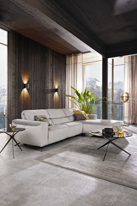Musterring Polsterecke MR 260 ca. 290x175cm in Stoff Joyce silver, Innenarchitektur, Inneneinrichtung, Couch, Wohnzimmer, Kaffeetisch