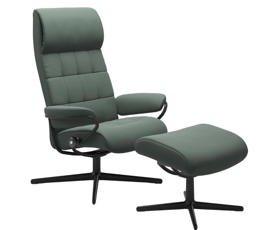 Stressless Sessel mit Hocker LONDON ca. B80 H112 T122 cm in Leder Paloma 97 Sage Green