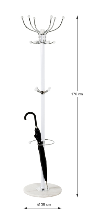 Haku Möbel Garderobenständer Mecki in Chrom / weiß  ca. 176 cm hoch