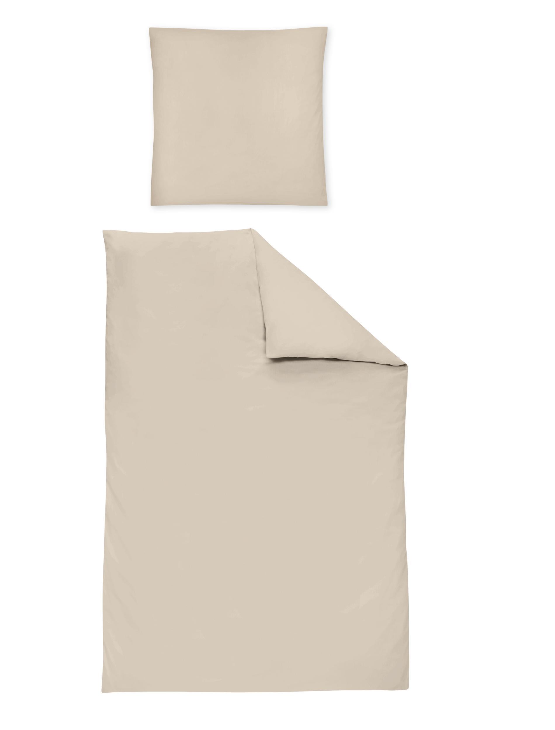 Irisette Mako-Satin-Bettwäsche PARIS ca. 155x220 cm in Farbe beige