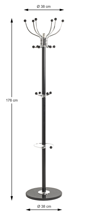 Haku Möbel Garderobenständer Mecki in Chrom / schwarz  ca. 176 cm hoch
