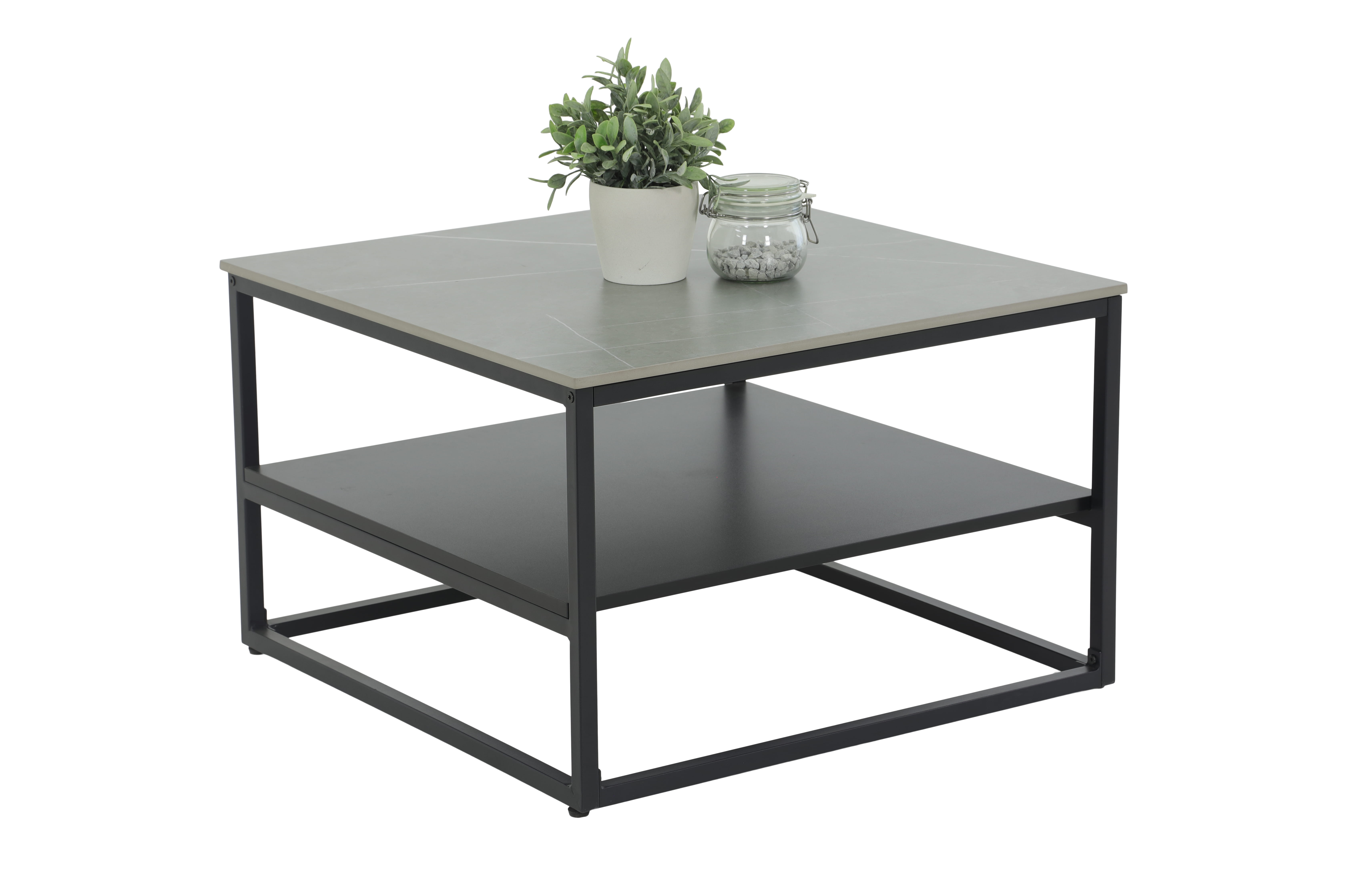 Hela Couchtisch HUGO ca. B70 H45 T70 cm in Platte Marmoropt.grau/schwarz