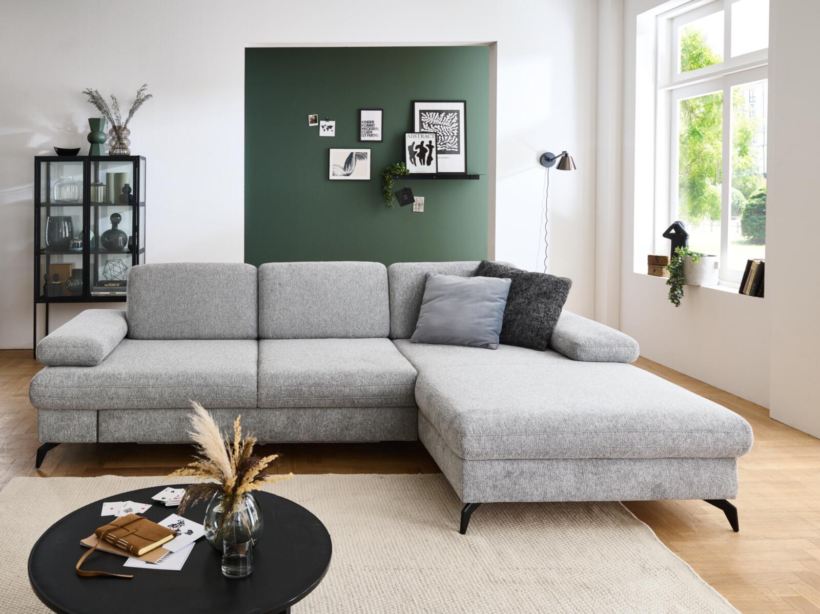 Sit & More Polsterecke MORRIS ca. 275x171cm in Stoff Orlean steel, Moebel, Couch, Chaiselongue