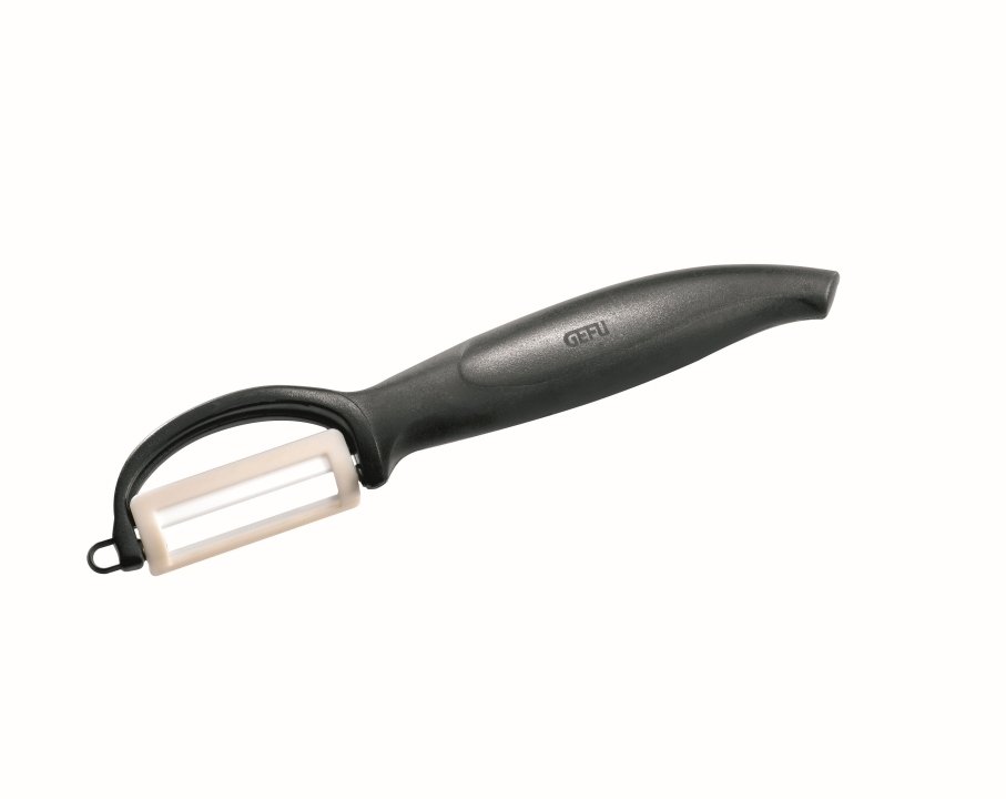 GEFU Keramikschäler Ceramo schwarz/silber, Utensil für die Küche, Küchenschäler, Rauchrohr