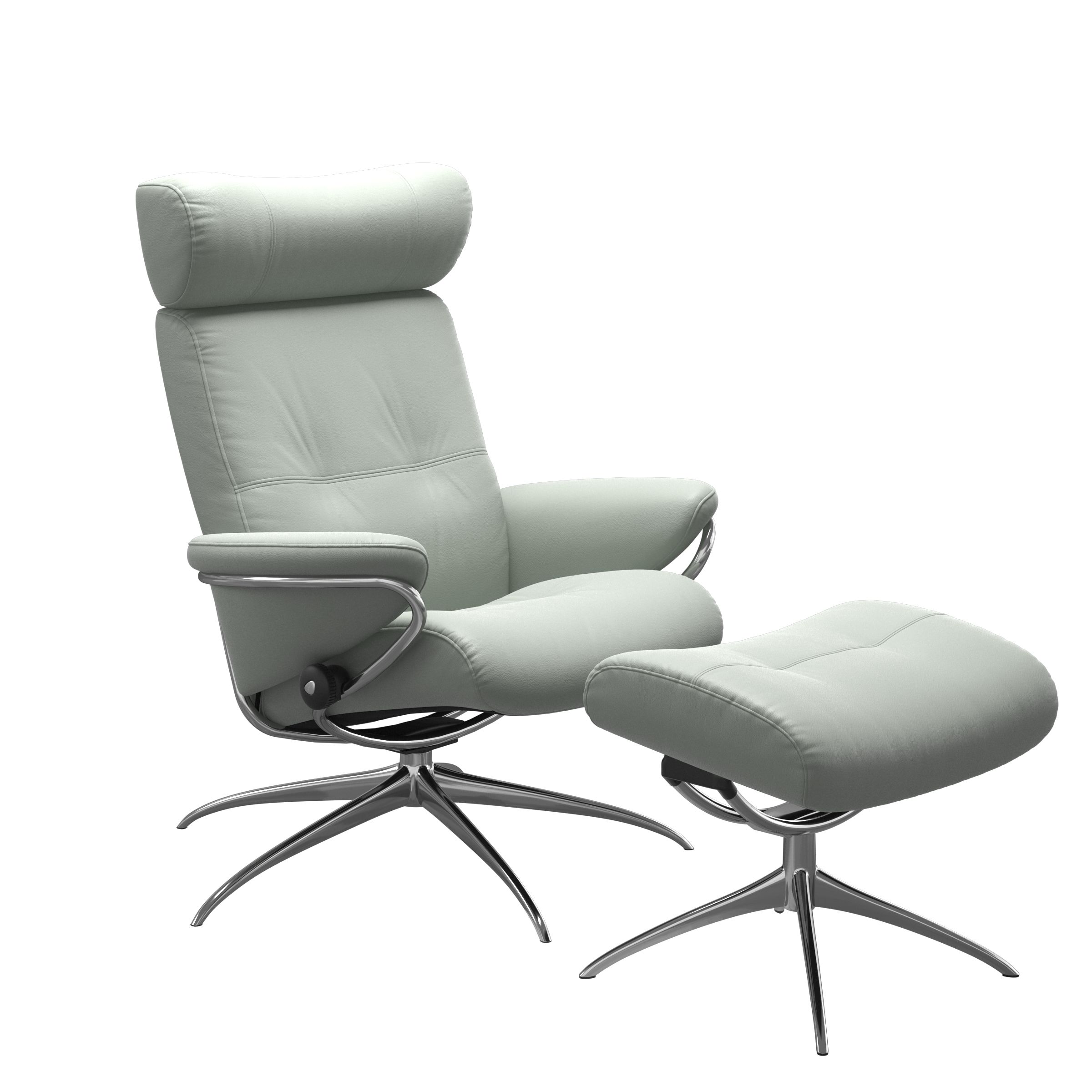 Stressless Sessel mit Hocker BERLIN STAR in Leder Paloma Breezy Blue
